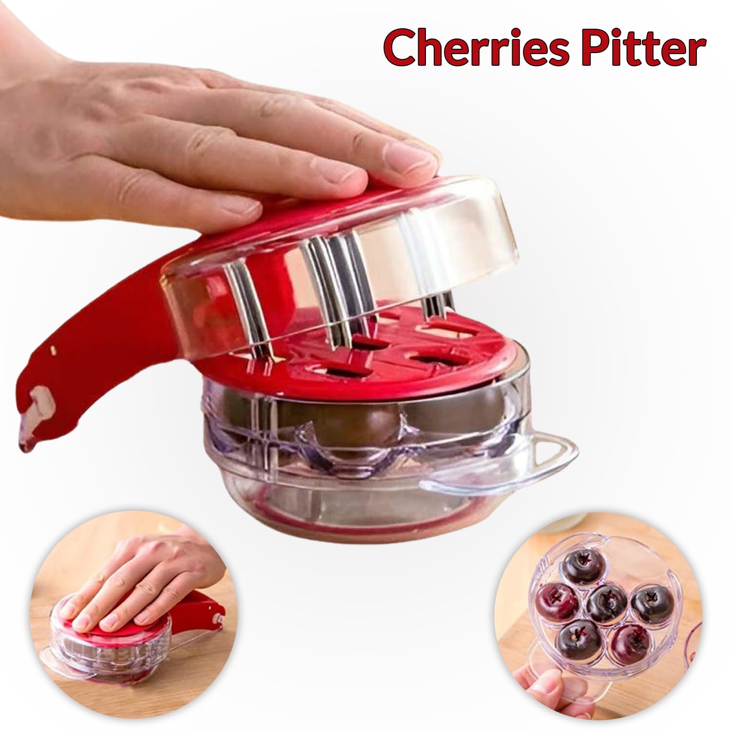 Premium Stainless Steel Cherry Pitter Tool - Easy Cherry Seed Remover & Olive Depitter for Kitchen - Portable Fruit Corer for Baking, Canning & Cooking