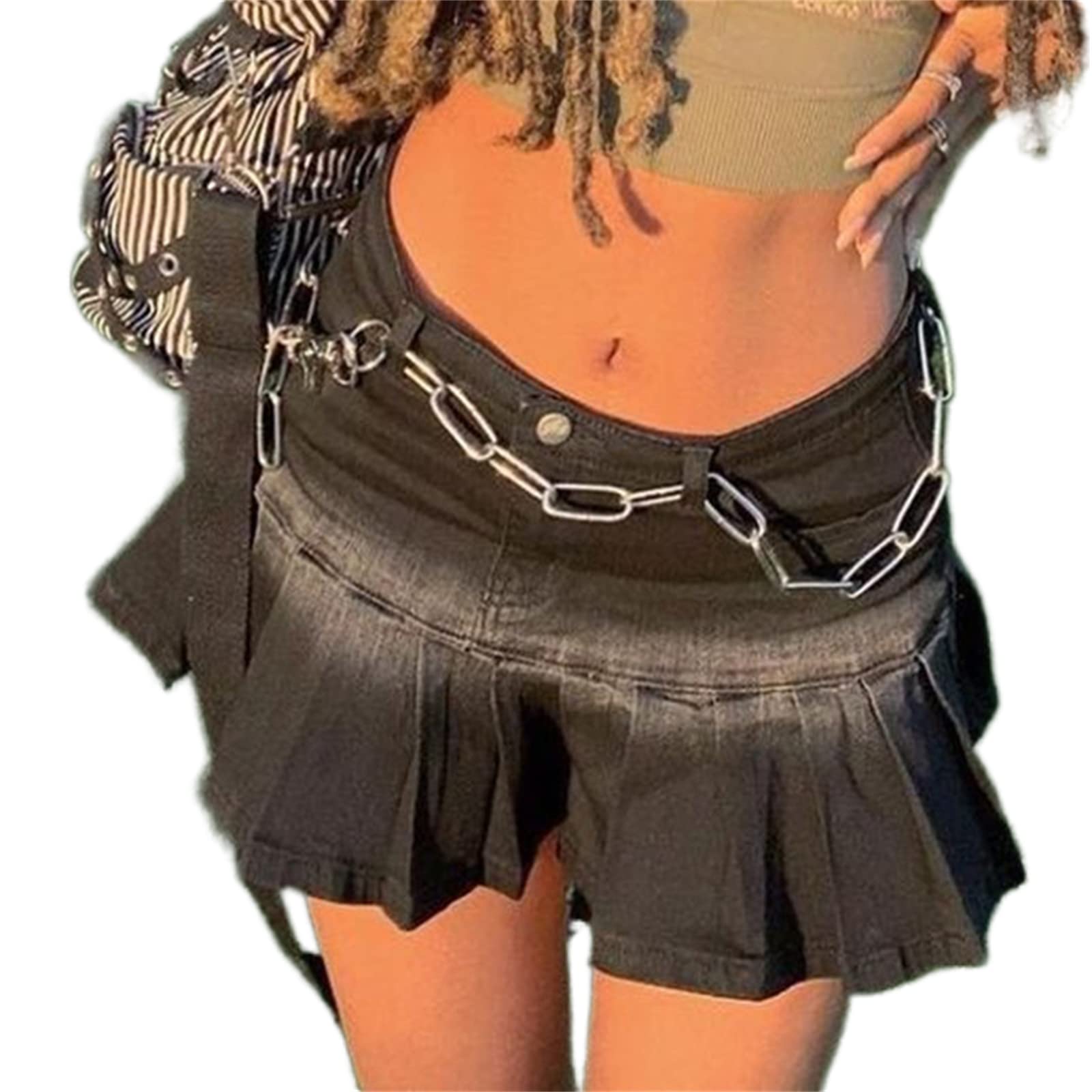 Vintage Y2K Low Waist Mini Denim Skirt for Women - A-Line Ruffle Short Jean Skirt | Casual Streetwear & Retro Fashion | Perfect for Parties, Concerts, and Everyday Outfits