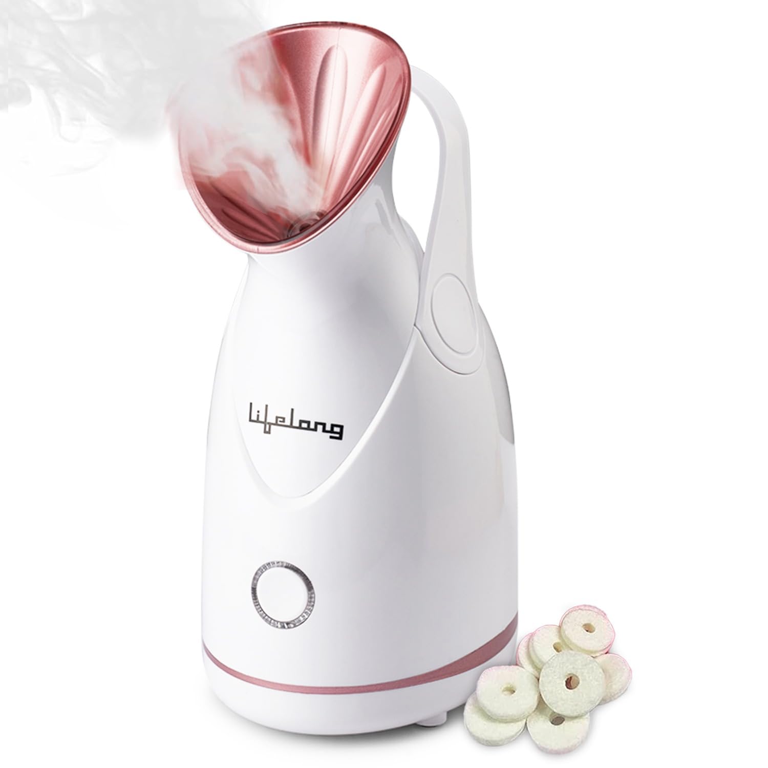 LLS18 Nano-Ionic Facial Steamer with 65ML Water Tank - Professional Medical Grade Face & Nose Vaporizer for Skin Hydration & Sinus Relief | Perfect for Home Spa, Acne Treatment & Cold Symptom Relief | 1 Year Warranty (White)