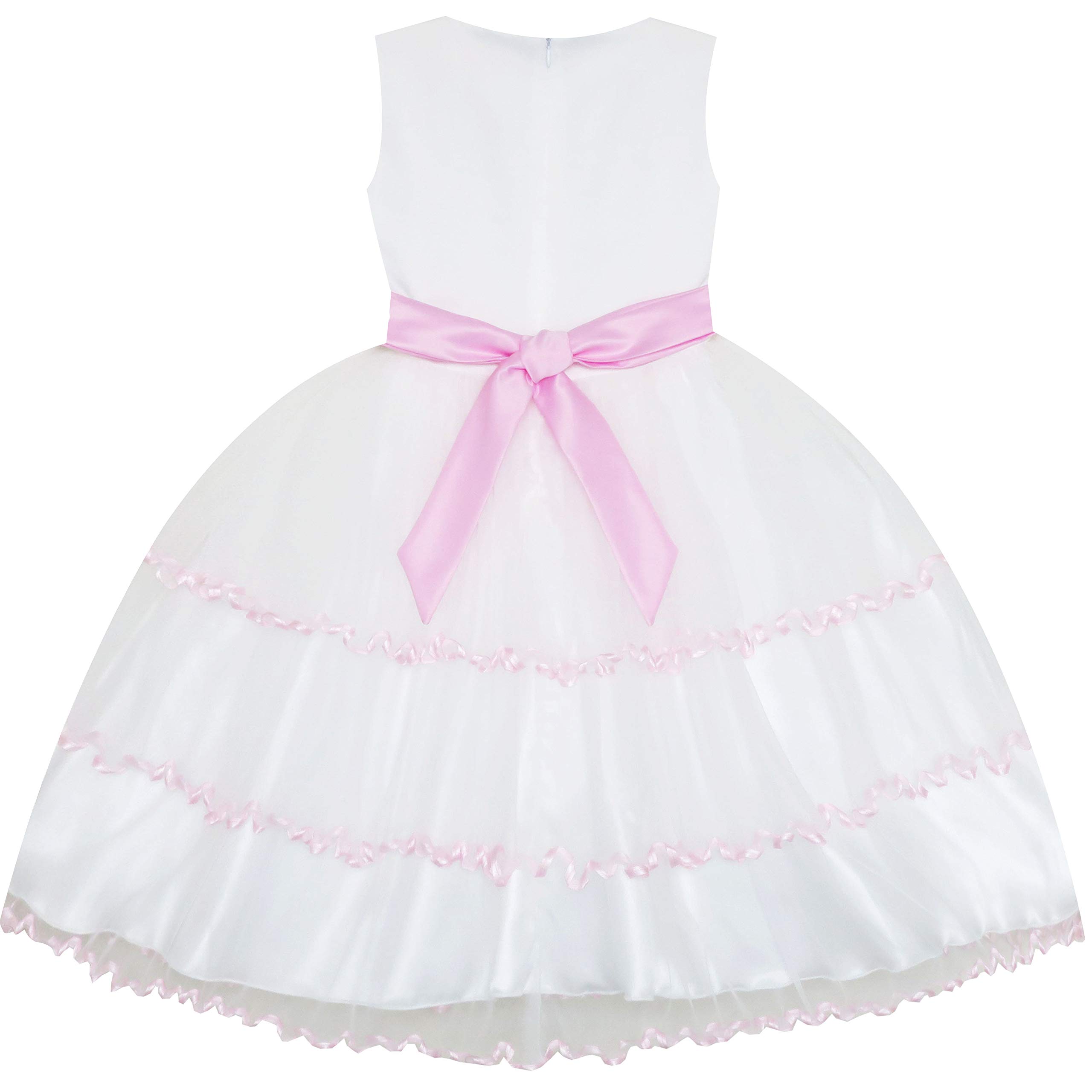 Sunny Fashion Flower Girls Dress - Tiered Ruffle Skirt in Blue for Pageant & Special Occasions | Size 6-12 | Perfect for Weddings, Birthday Parties & Photo Shoots