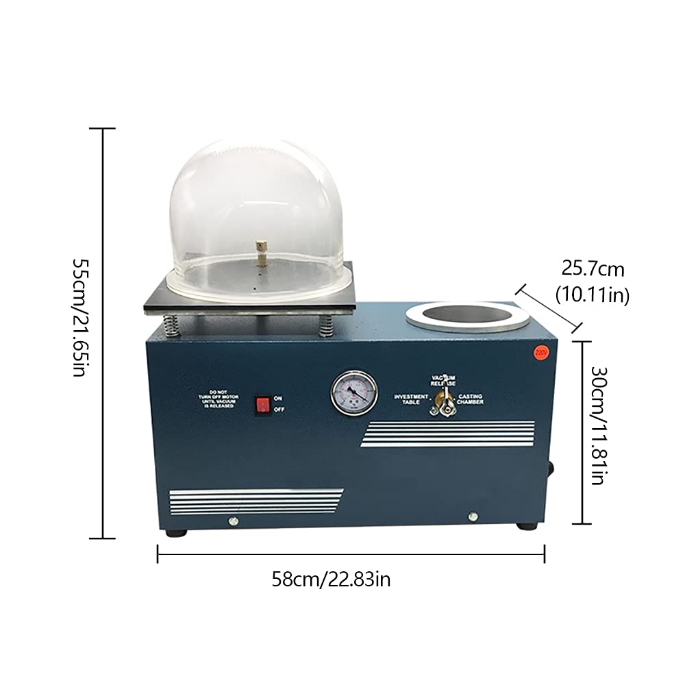 2L 3 CFM Jewelry Lost Wax Casting Vacuum Investing Machine - Professional Gold & Silver Casting Equipment for Jewelry Making, Dental Labs & DIY Crafting