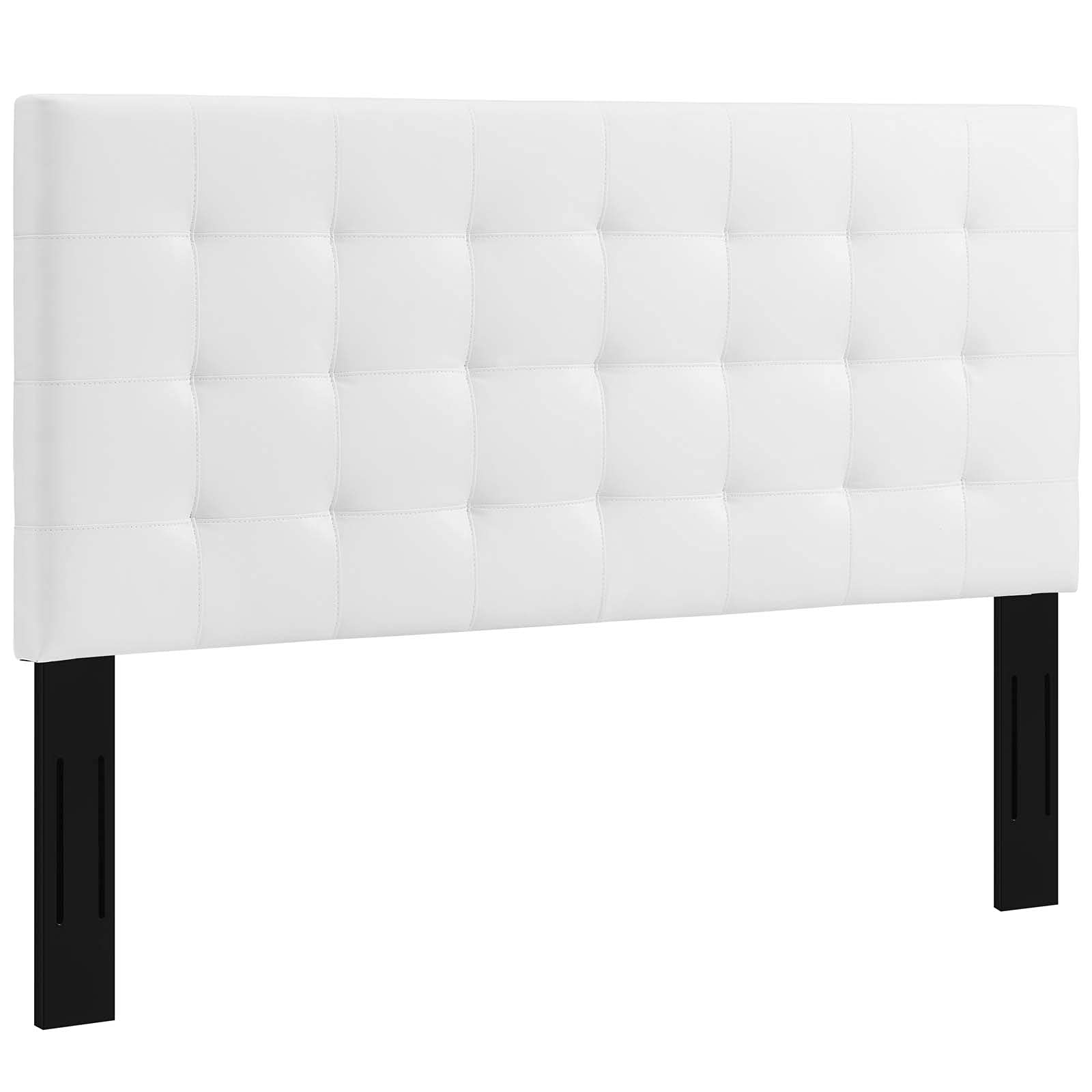 Modway Paisley Upholstered Tufted Faux Leather Headboard - White Full/Queen Size Bed Frame for Modern Bedroom Decor