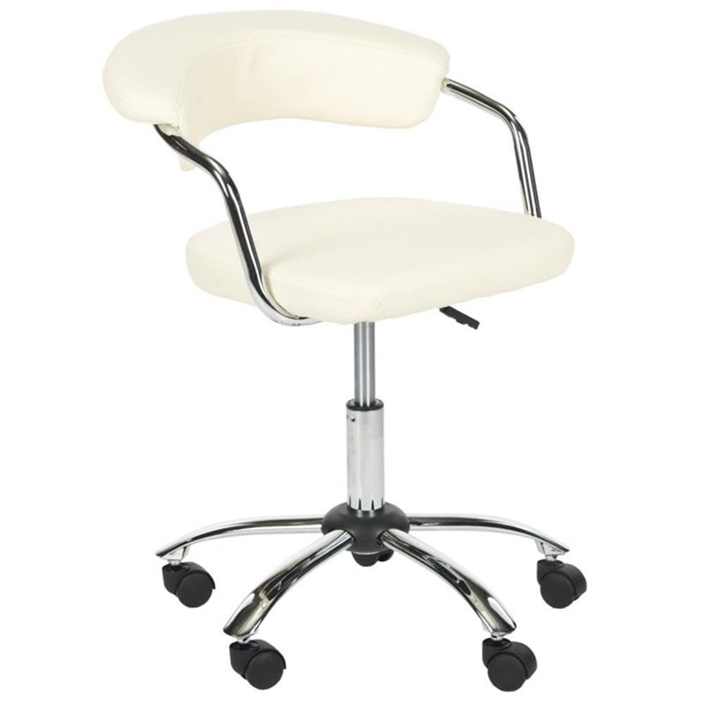 SAFAVIEH Cream Office Desk Chair - Ergonomic Home Office Chair with Wheels for Computer Work, Study & Gaming - Comfortable Rolling Task Chair for Workstation & Home Office Setup