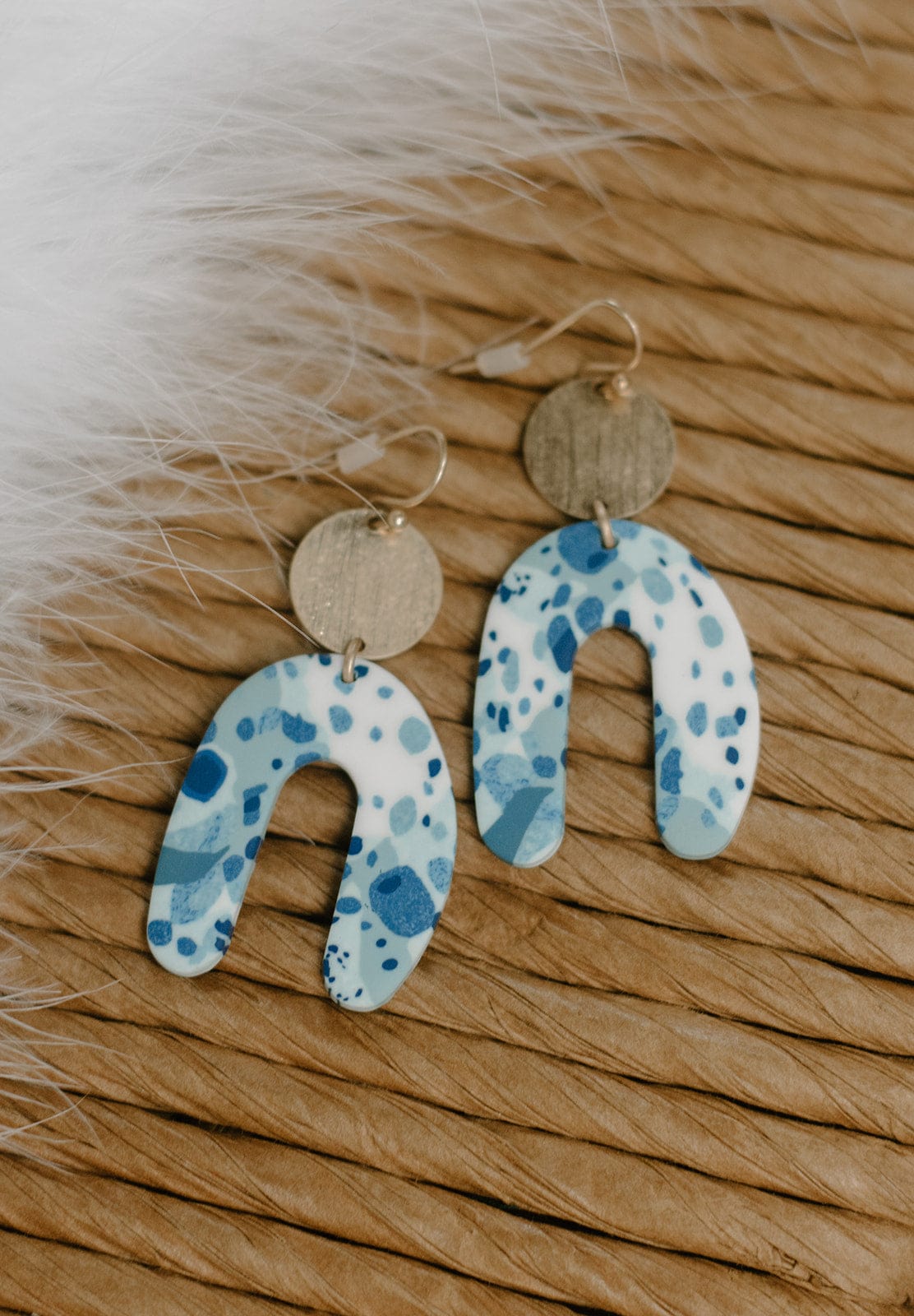 Blue Speckled Arch Earrings - Handmade Boho Dangle Earrings for Women | Perfect for Casual Wear, Parties & Special Occasions