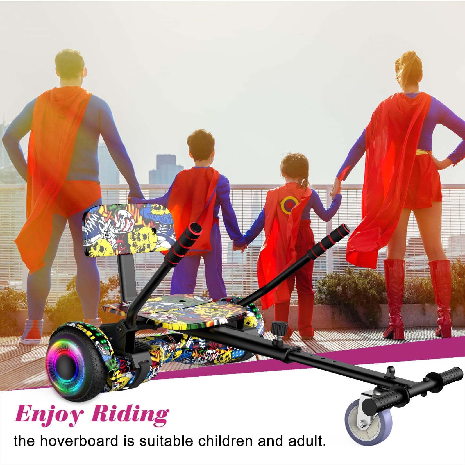 Hoverboard Seat Attachment - Convert Your Hoverboard into a Go Kart | Safe & Comfortable Riding for Kids & Adults | Perfect for Backyard Fun, Parks & Neighborhood Cruising