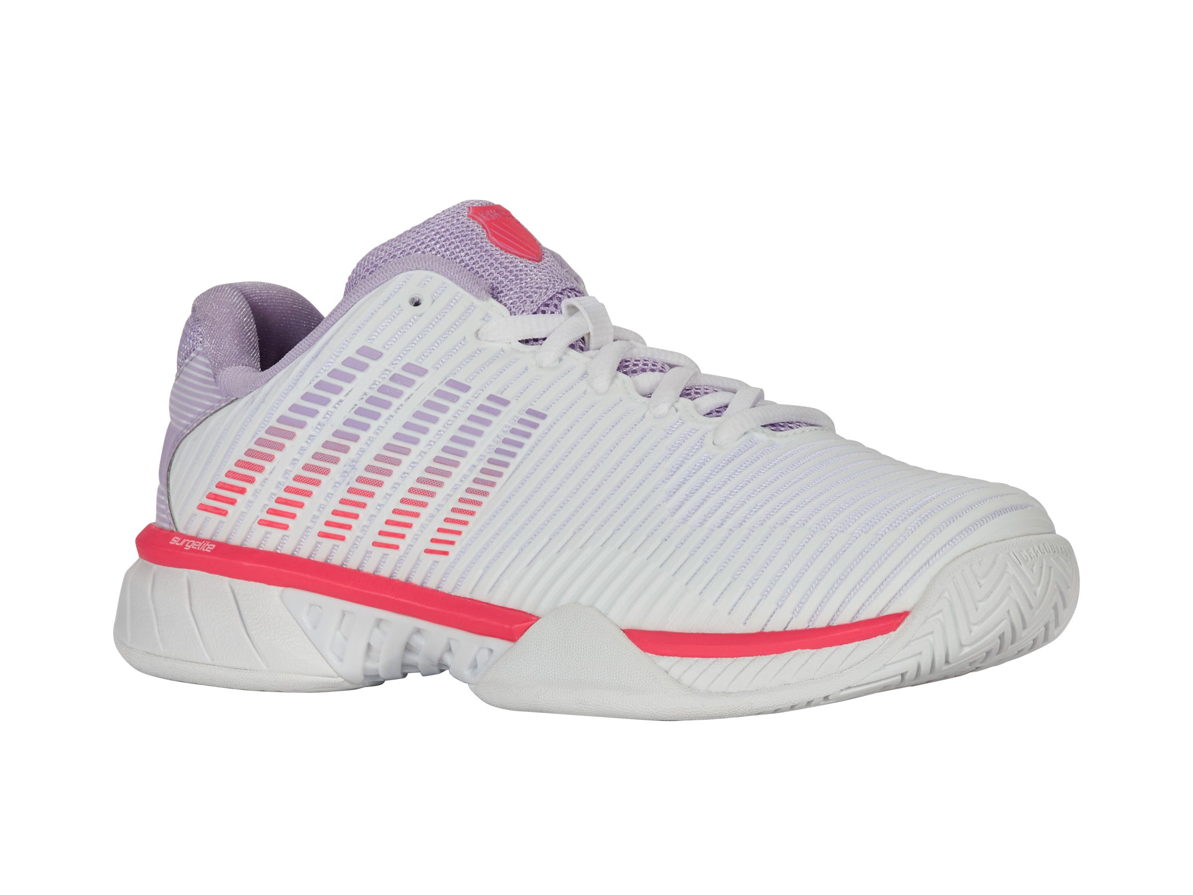 Hypercourt Express 2 Tennis Shoes - Women's White/Orchid Petal/Neon Blaze Athletic Sneakers for Court Sports & Casual Wear