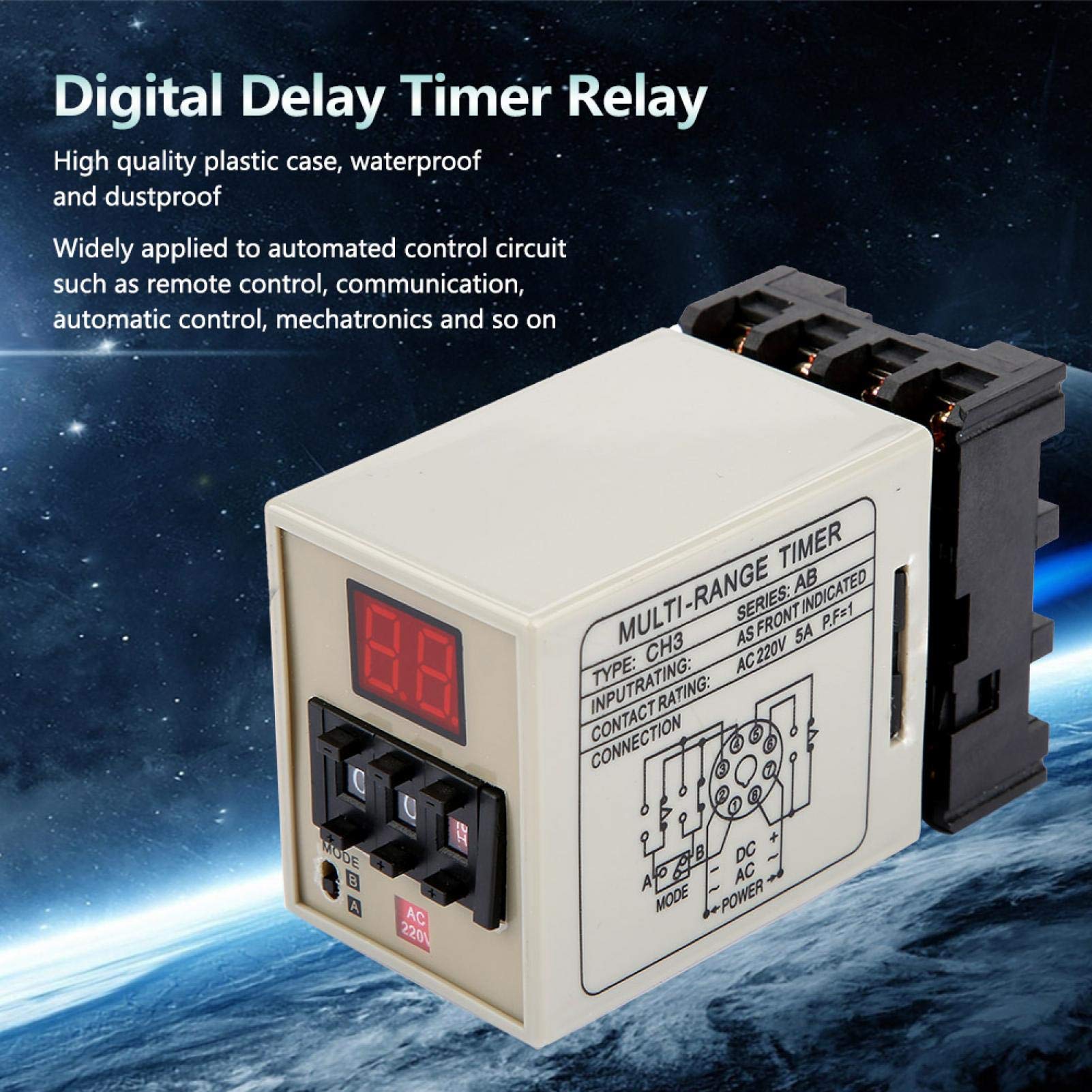 5A Digital Timer Relay with Delay Function - 24V Medium Power AH3-DM for Communication & Automated Control Circuits (AC220V) - Ideal for Industrial Automation, HVAC Systems, and Smart Home Applications