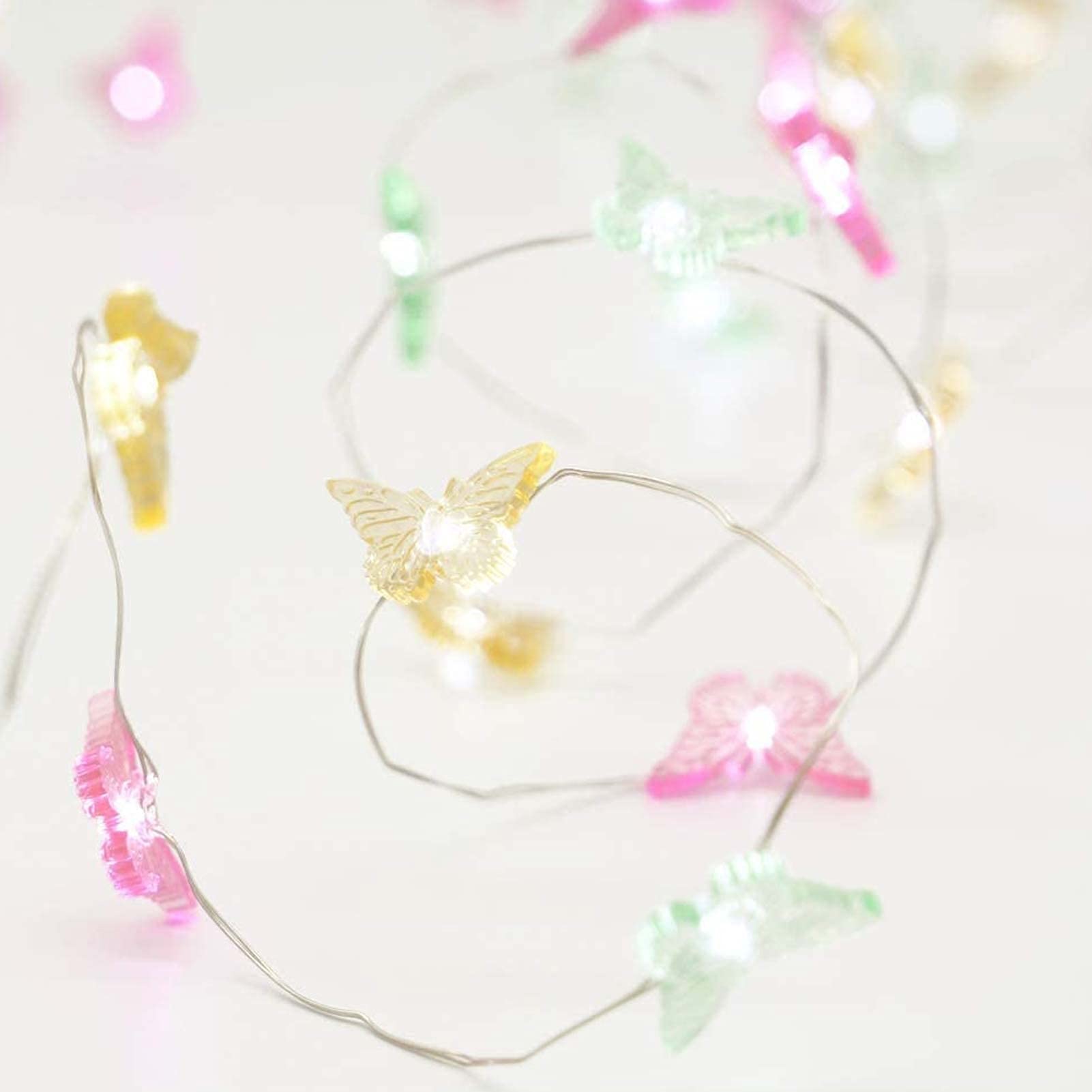 Rankomu 3-Color Butterfly LED String Lights - 40 LEDs Battery Operated Copper Wire Fairy Lights for Bedroom, Wedding, Party Decor (3m/9.8ft) | Romantic Ambiance, Garden Lighting, Holiday Decoration