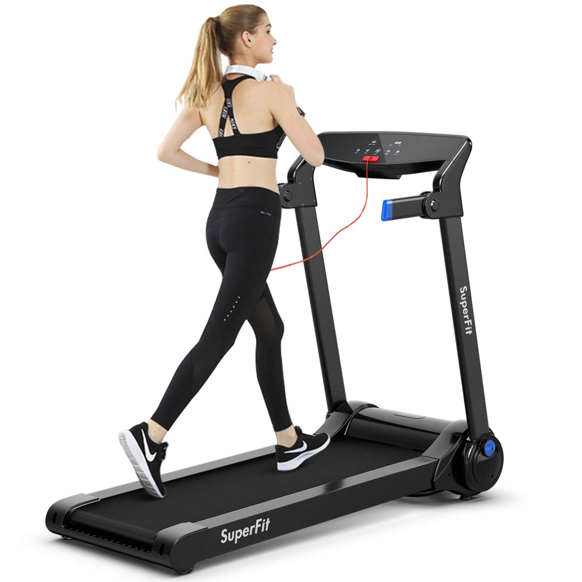 GYMAX 3.0HP Folding Treadmill with Bluetooth Speaker & HD Touch Screen - Smart App Control Silent Running Machine for Home, Office & Small Spaces - Perfect for Cardio, Weight Loss & Indoor Workouts
