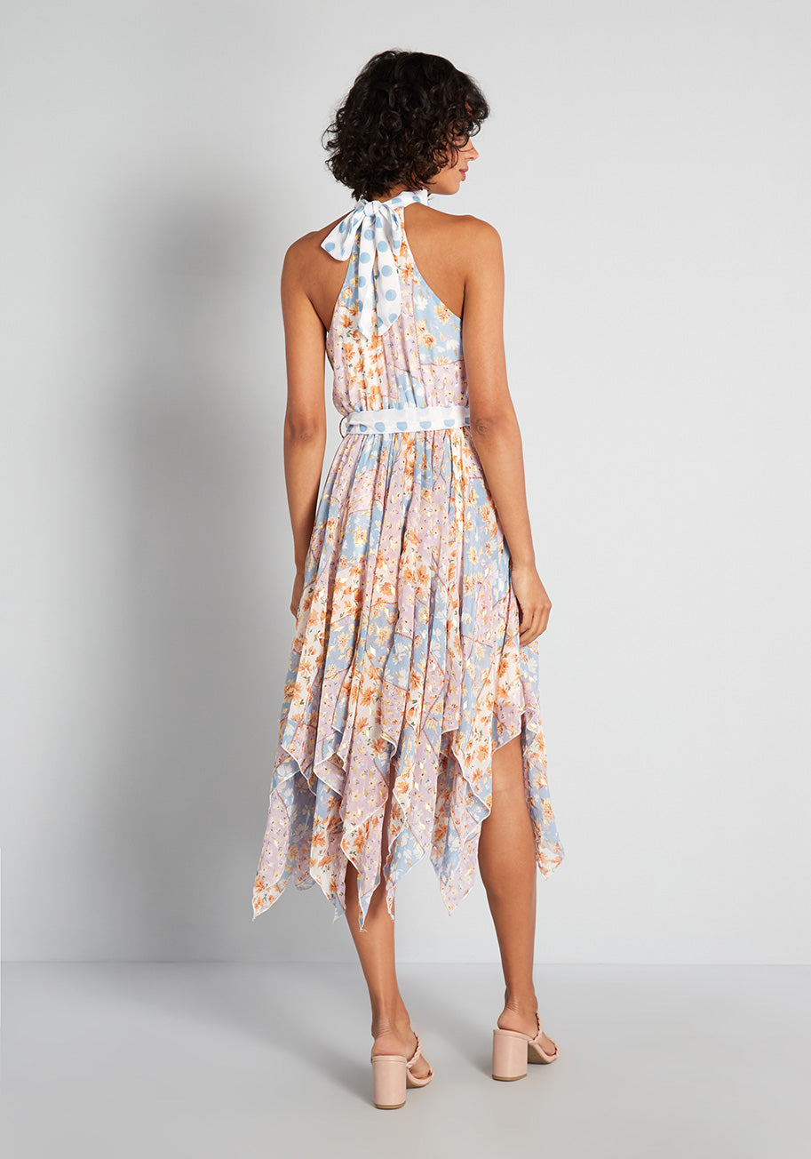 Stylish Patchwork Halter Dress for Women - Boho Chic Summer Maxi Dress for Beach, Vacation & Casual Outings