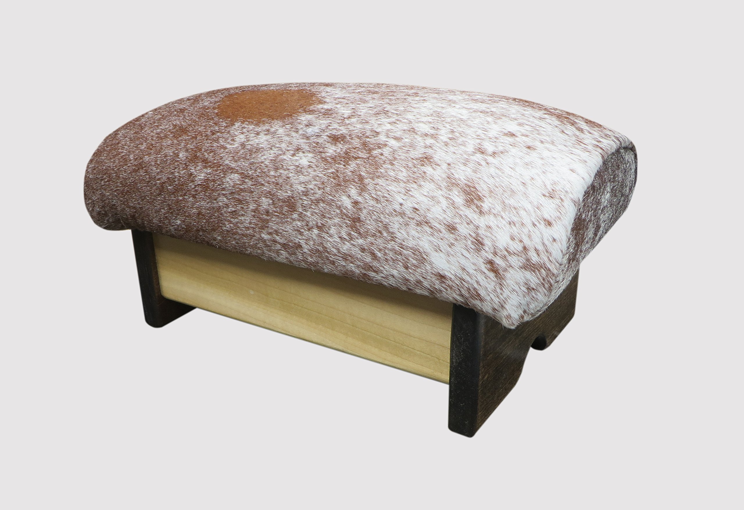 Premium Padded Foot Stool with Short Hair Cowhide Upholstery - 7