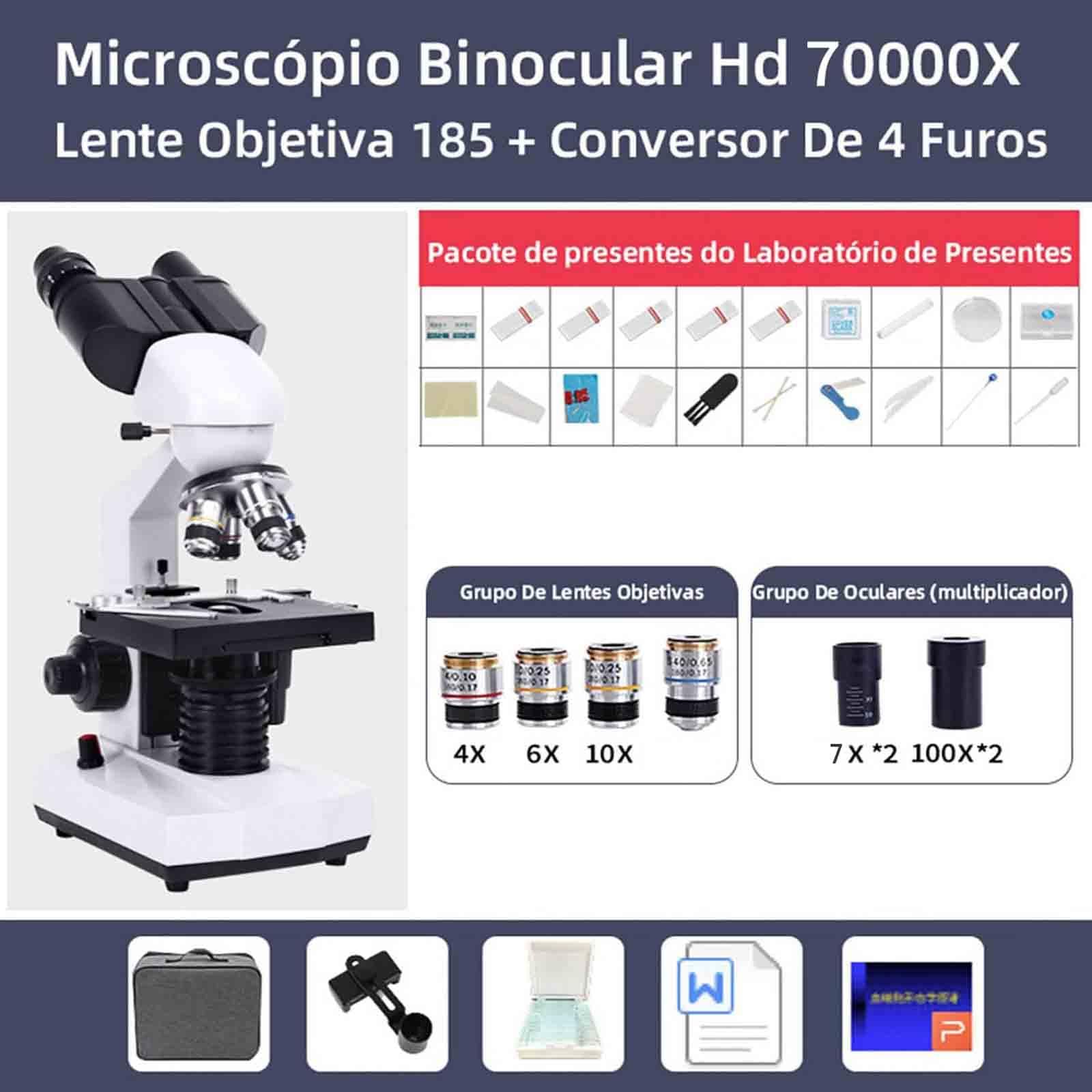 Professional Binocular Compound Microscope 30000X-70000X Magnification with LED Illumination & Phone Adapter - Ideal for Students, Adults & Kids - Perfect for Lab Research, Classroom Learning & Home Science Exploration