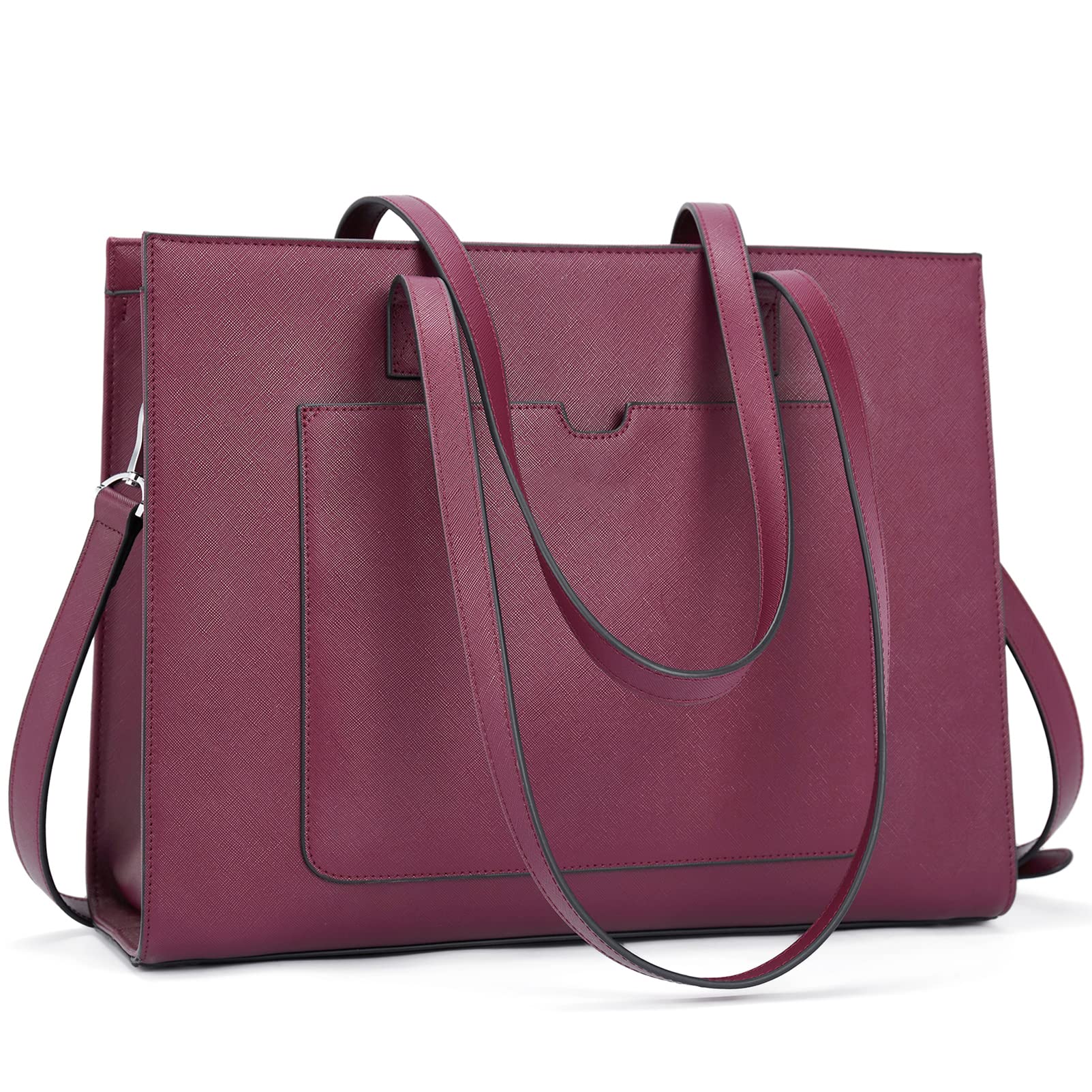 BROMEN Vintage Leather Laptop Tote Bag for Women - 15.6 Inch Professional Work Briefcase & Shoulder Handbag - Perfect for Office, Business Travel, and Daily Commute