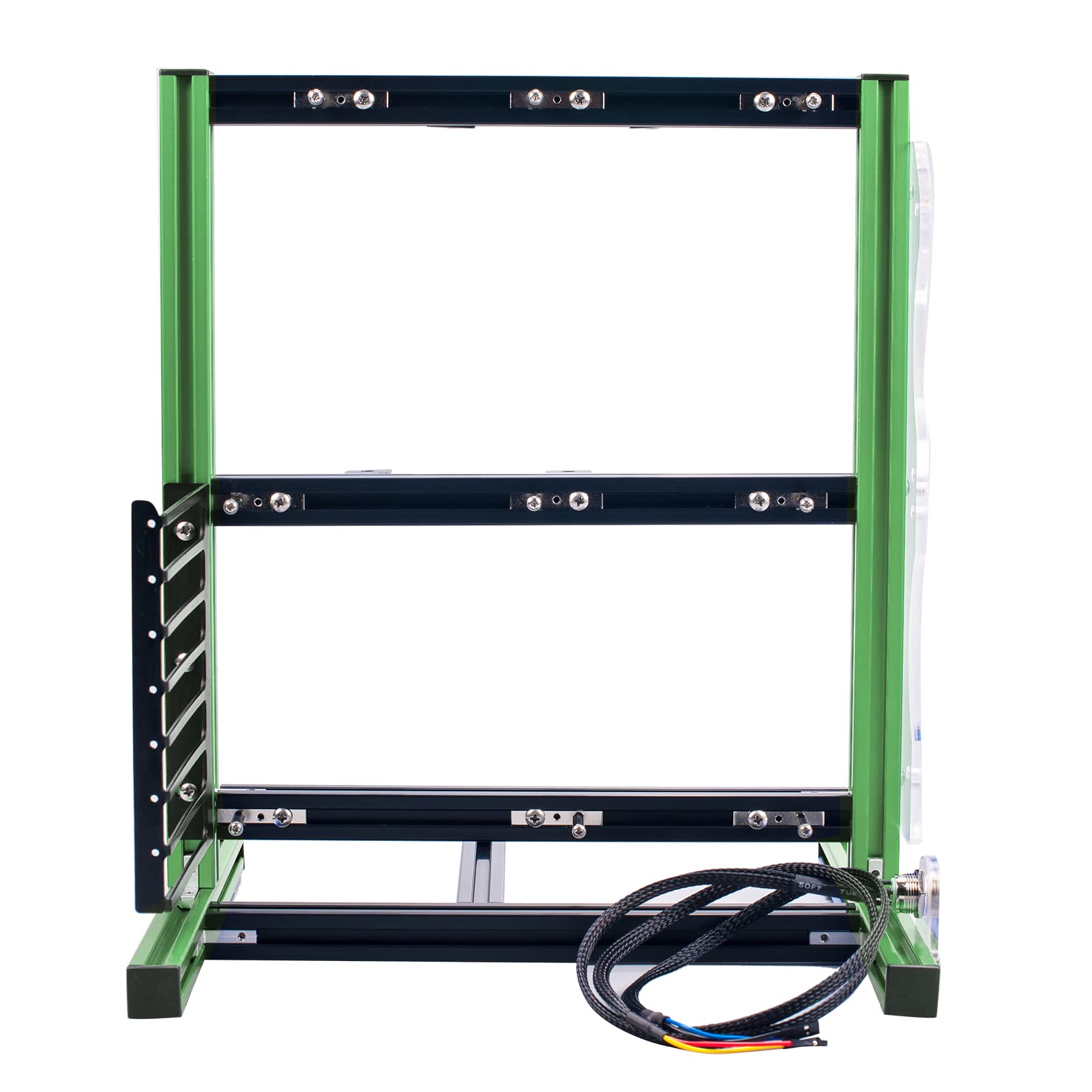**Dpofirs ATX Computer Open Air Case Bracket - Mini ITX, Micro ATX, ATX PC Aluminum Test Bench, Vertical Overclocking Open Frame, Full Naked Heat Dissipation (Green & Black) - Ideal for PC Builders, Gamers, and Overclocking Enthusiasts**