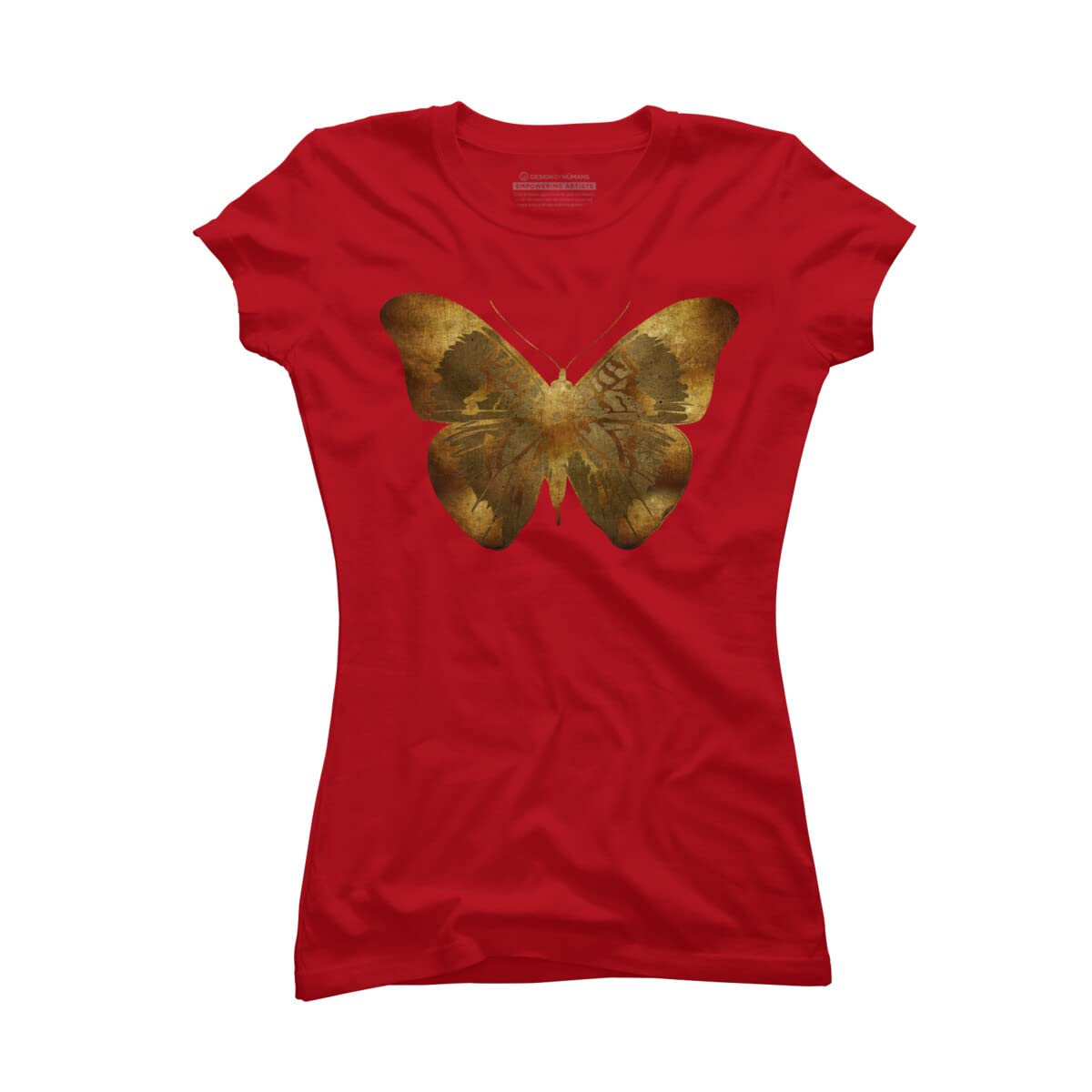 Design By Humans Junior's Iron Butterfly Graphic Tee by Adamzworld | Trendy Butterfly Print T-Shirt for Teens & Youth | Perfect for Casual Wear, School, and Street Fashion