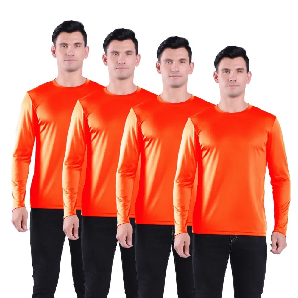 4 Pack Men's Performance Long Sleeve T-Shirts - Moisture Wicking, Quick Dry Workout Shirts for Running, Gym & Outdoor Activities