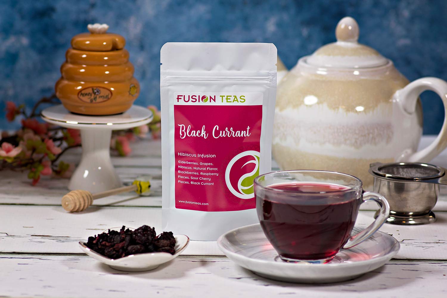 Organic Black Currant Hibiscus Herbal Tea - Caffeine Free Loose Leaf Blend, 1lb (16oz) Bulk Pack - Perfect for Iced Tea, Relaxation & Antioxidant Boost