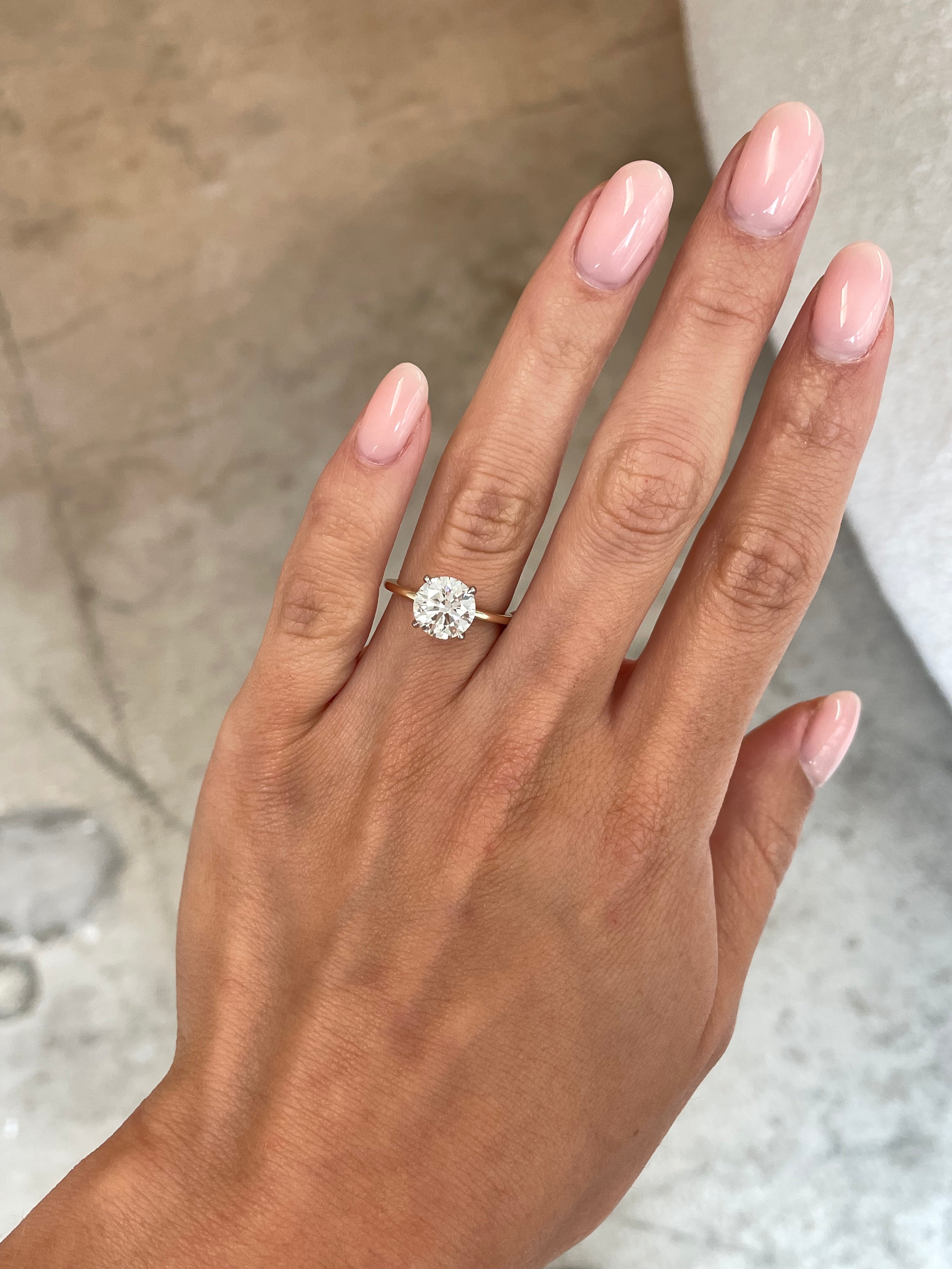 2.15 Carat Lab Grown Round Brilliant Diamond Engagement Ring with Whisper Thin® Hidden Halo Setting - Perfect for Proposals, Anniversaries & Special Occasions