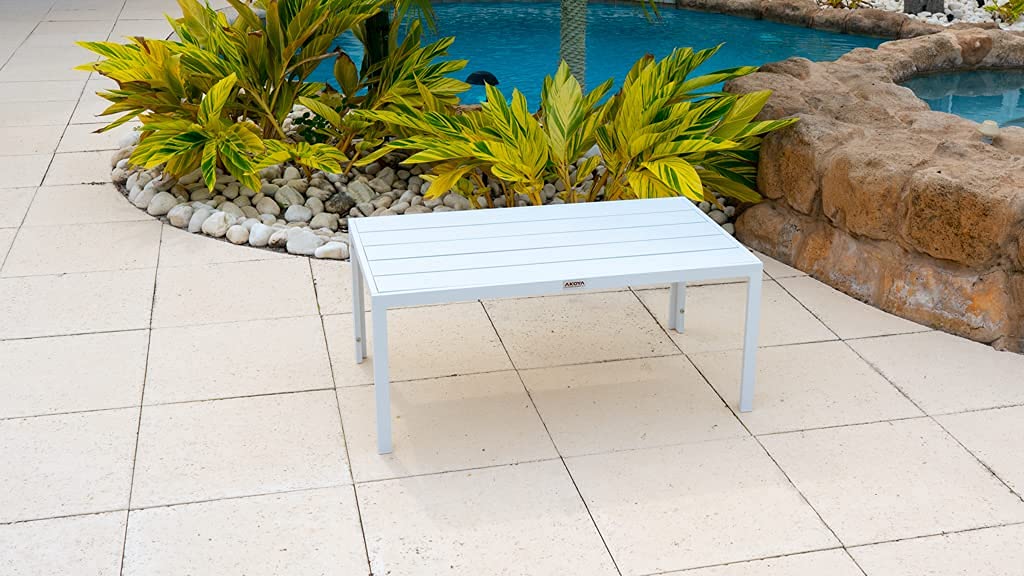 Juno 4-Piece White Aluminum Outdoor Patio Furniture Set - Loveseat, 2 Armchairs & Coffee Table | Weather-Resistant Conversation Sofa for Garden, Poolside & Backyard Relaxation