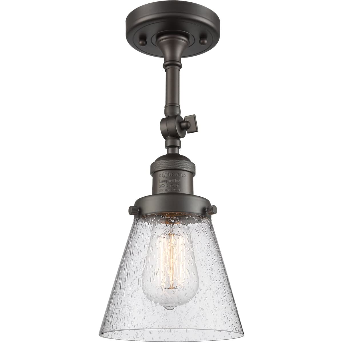 Innovations 201F-OB-G64-LED Oil Rubbed Bronze Semi-Flush Mount LED Ceiling Light Fixture - Perfect for Bedroom, Living Room, Kitchen & Hallway Lighting