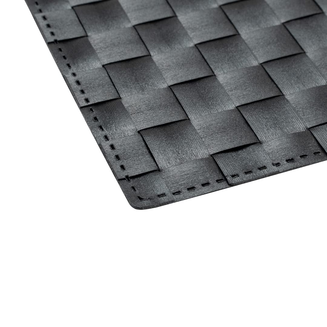 Restaurantware Macroweave 16 x 12 Inch Woven Placemats Set of 6 - Durable & Easy Clean Black Plastic Table Mats for Dining, Kitchen, Restaurant - Perfect for Everyday Use, Parties & Formal Events