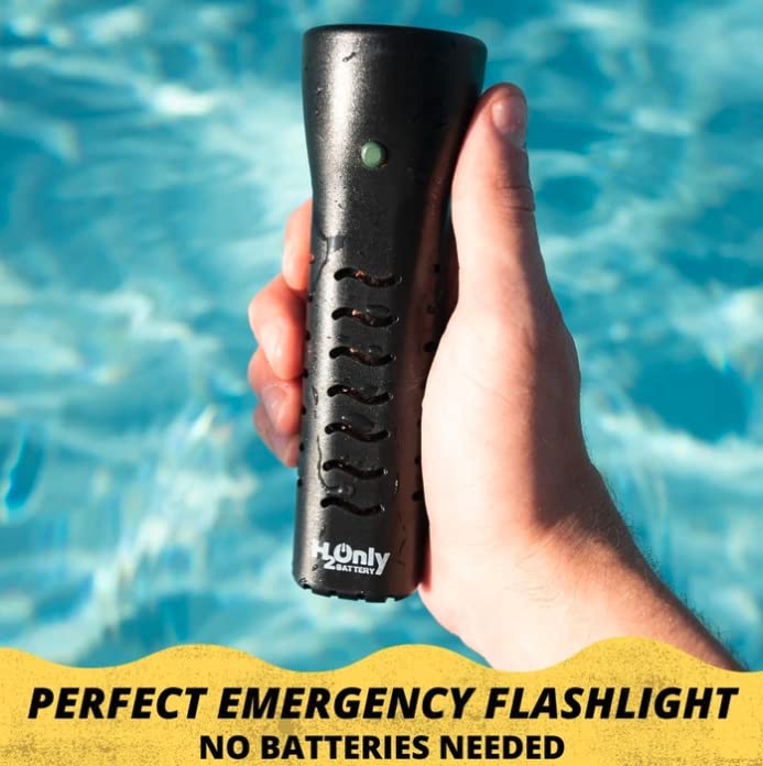Water-Powered Flashlight - No Batteries Needed, Works with Any Liquid - 67 Lumens Emergency Light with 1500 Hours Runtime (Black) - Perfect for Camping, Hiking, and Power Outages