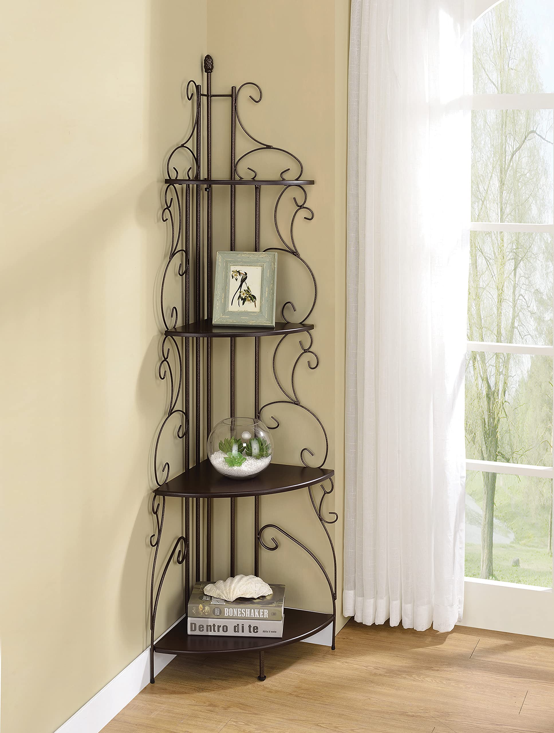Copper & Cappuccino 4-Tier Corner Bookcase - 16.5