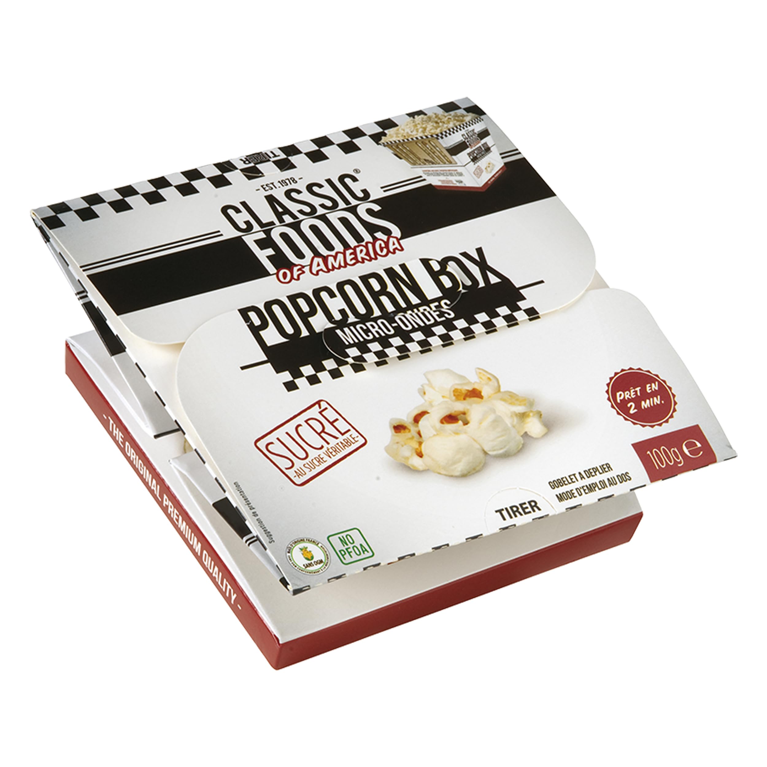 CLASSIC FOODS OF AMERICA Gourmet Popcorn Box - Sweet Caramel Flavor 100g | Perfect for Movie Nights, Parties & Gift Giving