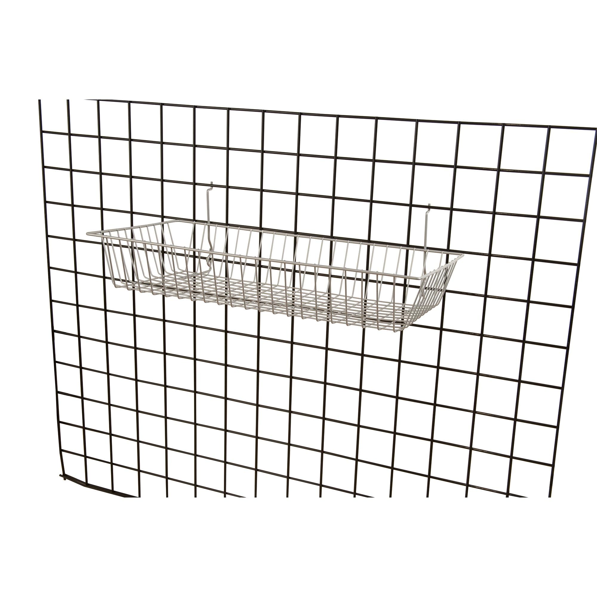Epoxy Chrome Wire Baskets for Pegboard, Slatwall or Gridwall - Set of 6 Shallow Display Baskets (24