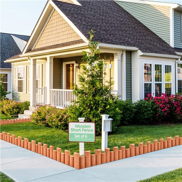 Yaheetech 6-Pack Wooden Garden Fence - 24 Inch Decorative Short Fence for Outdoor Flower Beds, Lawn Edging, and Yard Landscaping
