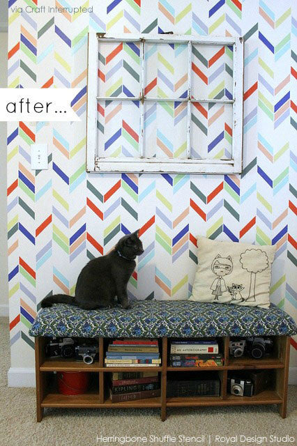 Herringbone Pattern Wall Stencil - DIY Home Decor for Creative Wall Painting & Accent Walls - Perfect for Living Rooms, Bedrooms & Nursery