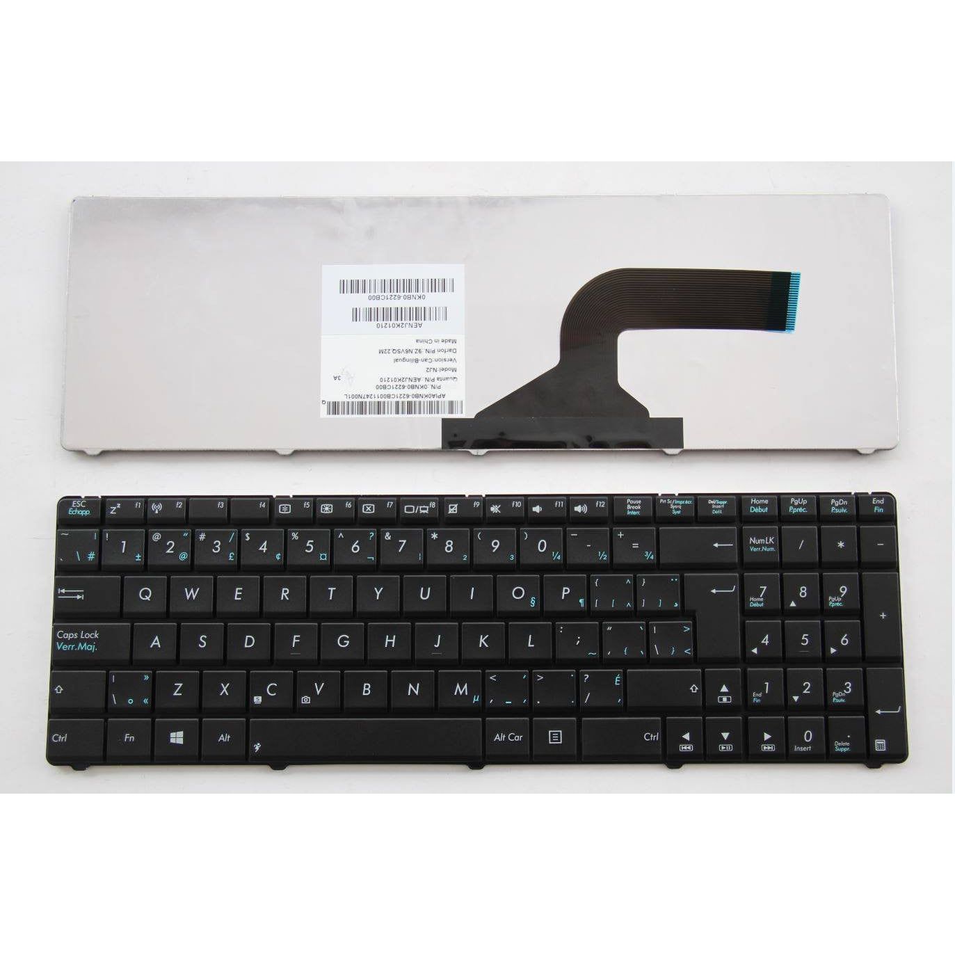 Original ASUS N53JQ N53NB N53S N53SM N53SN N53SV Laptop Replacement Keyboard - Canadian Bilingual Layout (Part #AENJ2K01210) | Compatible with Work, Study & Gaming