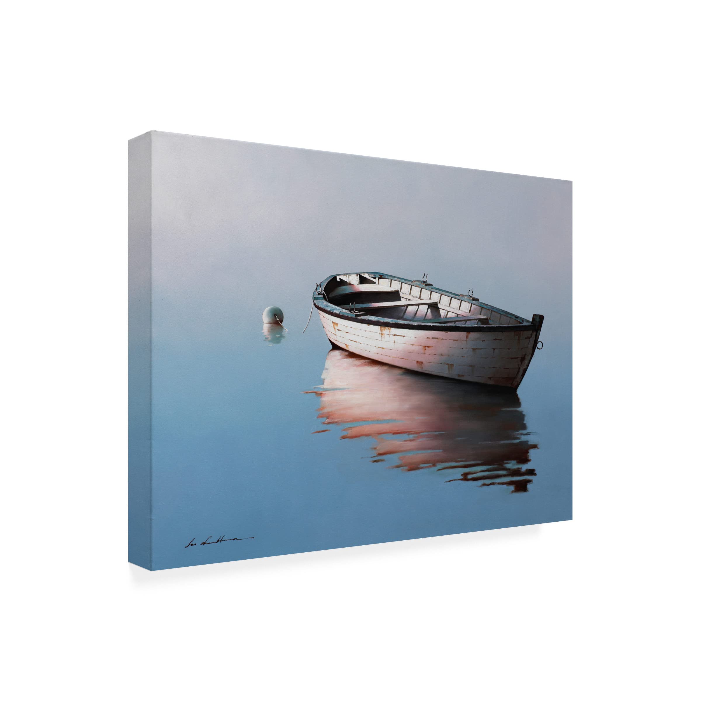 Trademark Fine Art 'Lonely Boat 2017' Canvas Wall Art Print by Zhen Huan Lu - Modern Coastal Home Decor for Living Room, Bedroom & Office