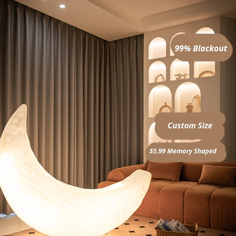 Premium Blackout Curtains - Luna Polyester Grey Custom Window Drapes for Bedroom & Living Room - Noise Reducing & Energy Efficient Thermal Insulated Curtain Panels for Home Decor
