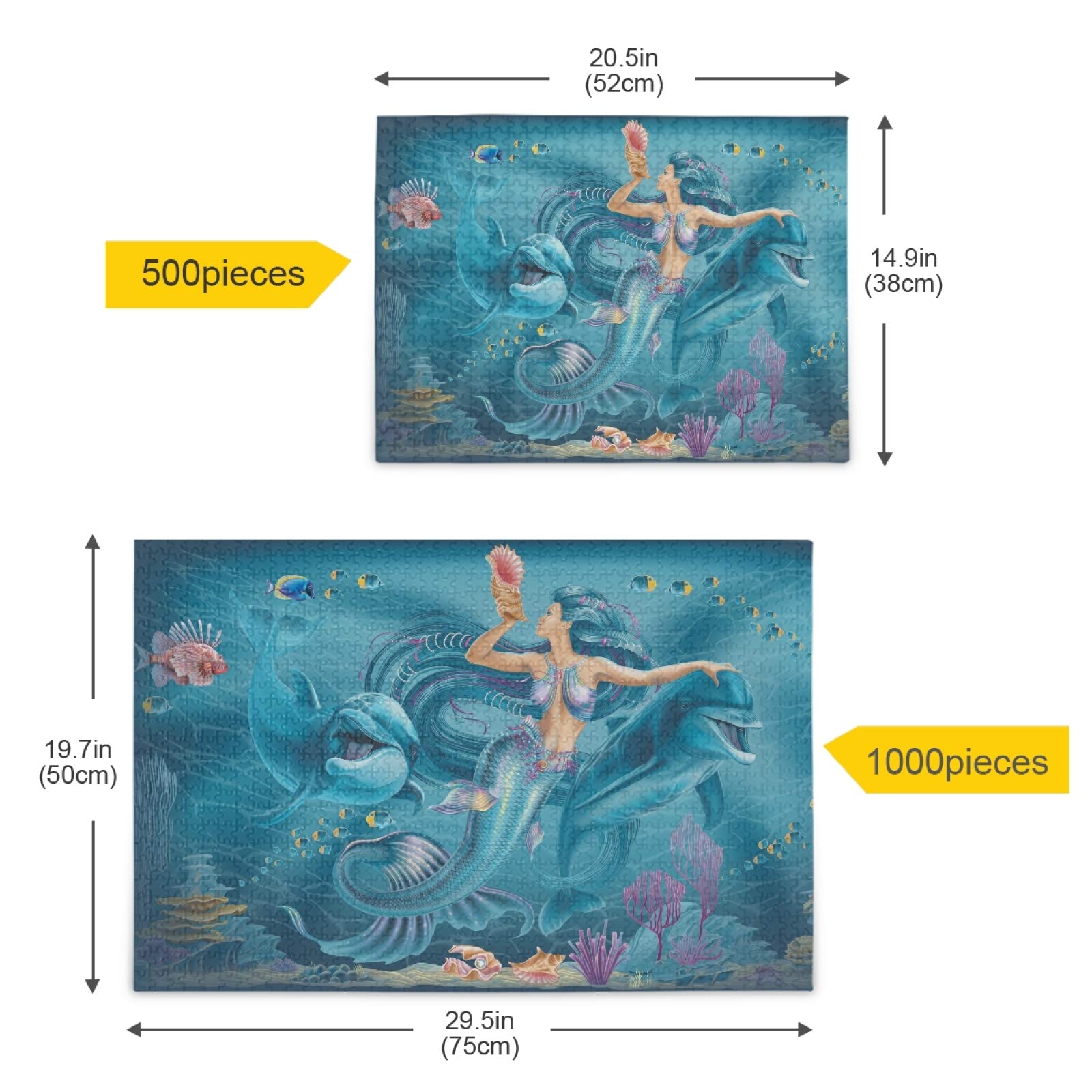 500-Piece Underwater World Jigsaw Puzzle with Mermaids & Dolphins - Fun Challenge Game for Kids & Adults | Colorful Ocean-Themed Puzzle for Family Game Night & Classroom Activities