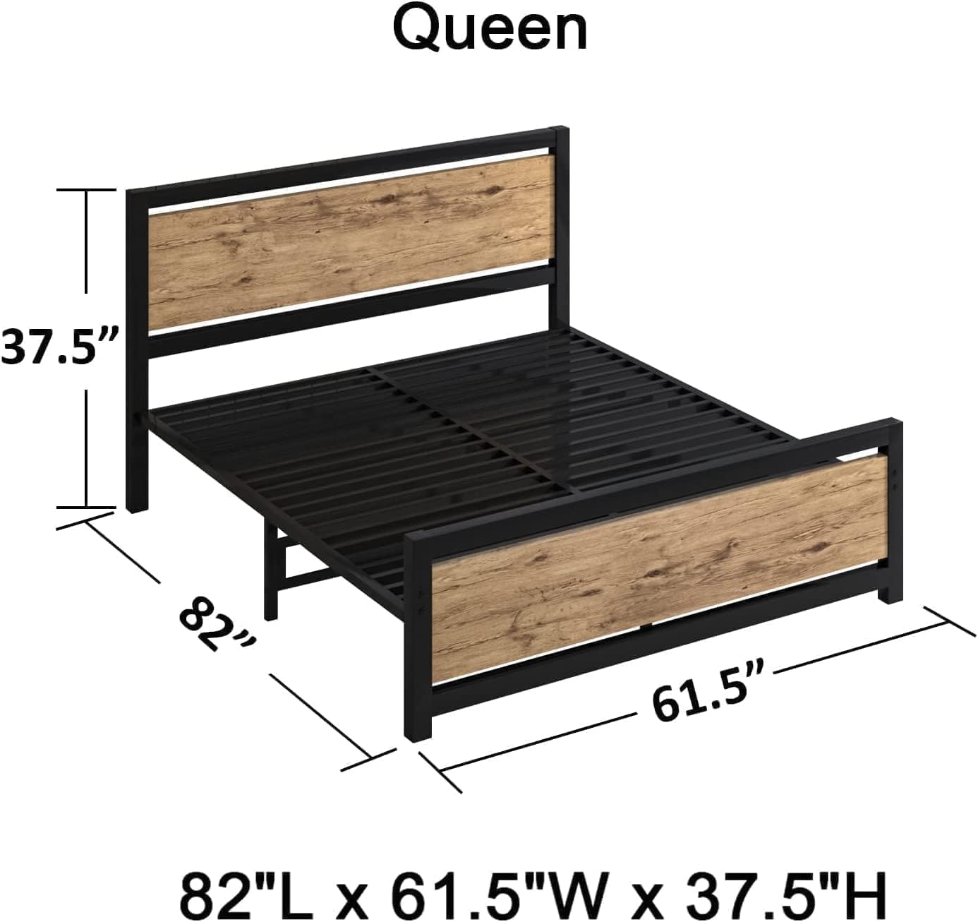 Catrimown Queen Metal Bed Frame - Heavy Duty Steel Platform with Headboard & Under Bed Storage | No Box Spring Needed | Sturdy Slat Support for Maximum Comfort | Perfect for Master Bedrooms, Guest Rooms & Small Spaces