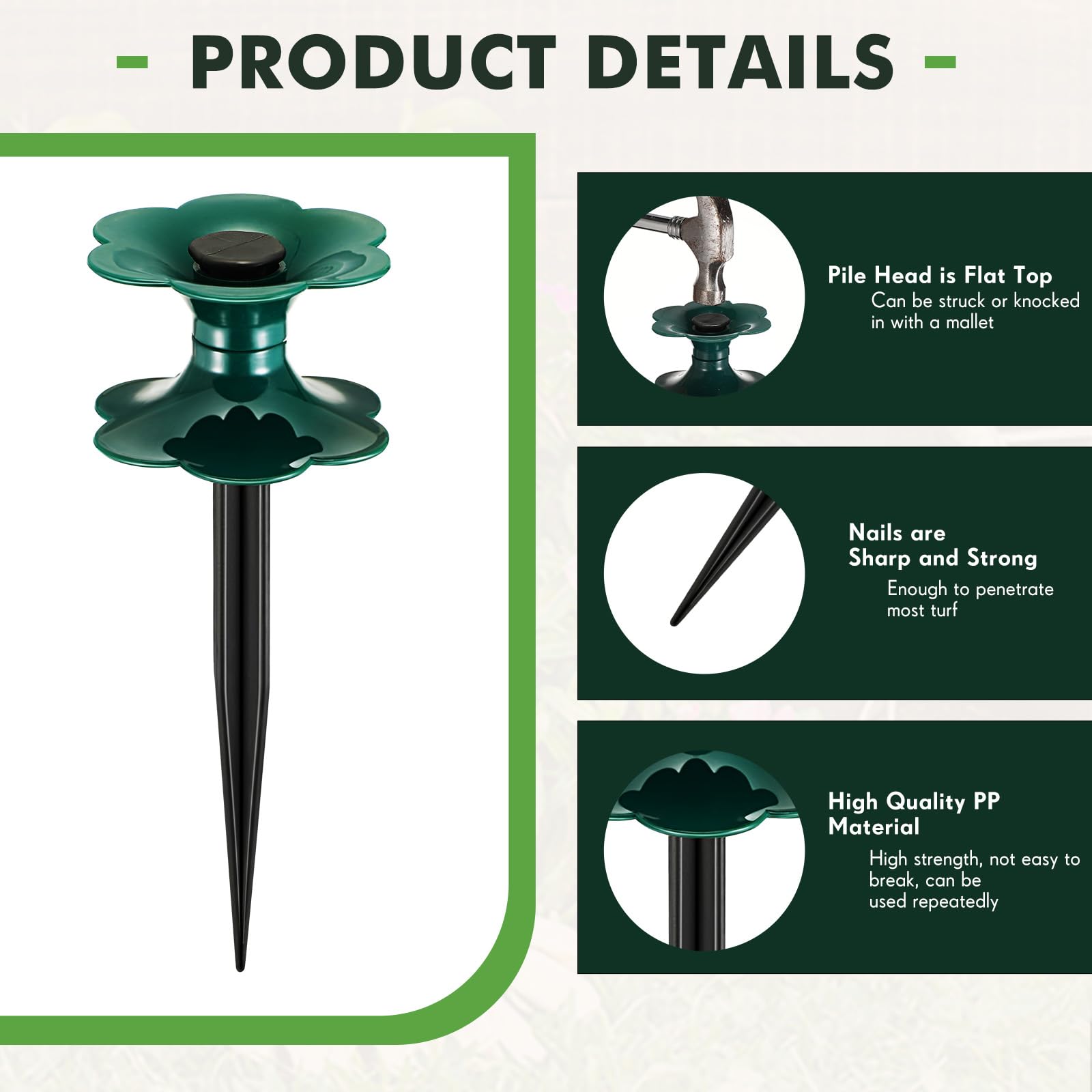 Blulu 6-Pack Heavy Duty Garden Hose Guide Spikes - 9.84 Inch Flower Shaped Hose Holder Stand with Stake for Yard, Lawn & Plant Protection | Keeps Hoses Organized & Prevents Damage to Flower Beds | Perfect for Garden Maintenance, Landscaping & Outdoor Watering Systems