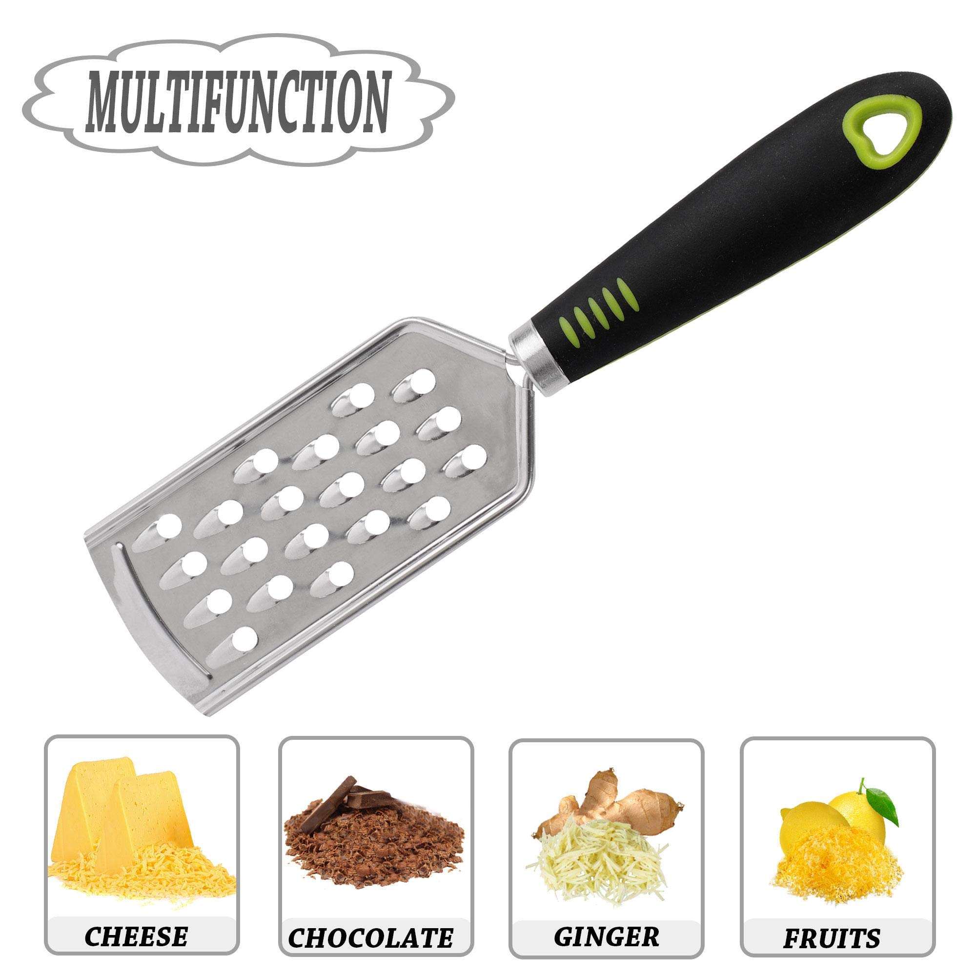 Premium Stainless Steel Cheese Grater with Ergonomic Handle - Handheld Kitchen Tool for Parmesan, Vegetables & Potatoes - Perfect for Cooking, Baking & Meal Prep