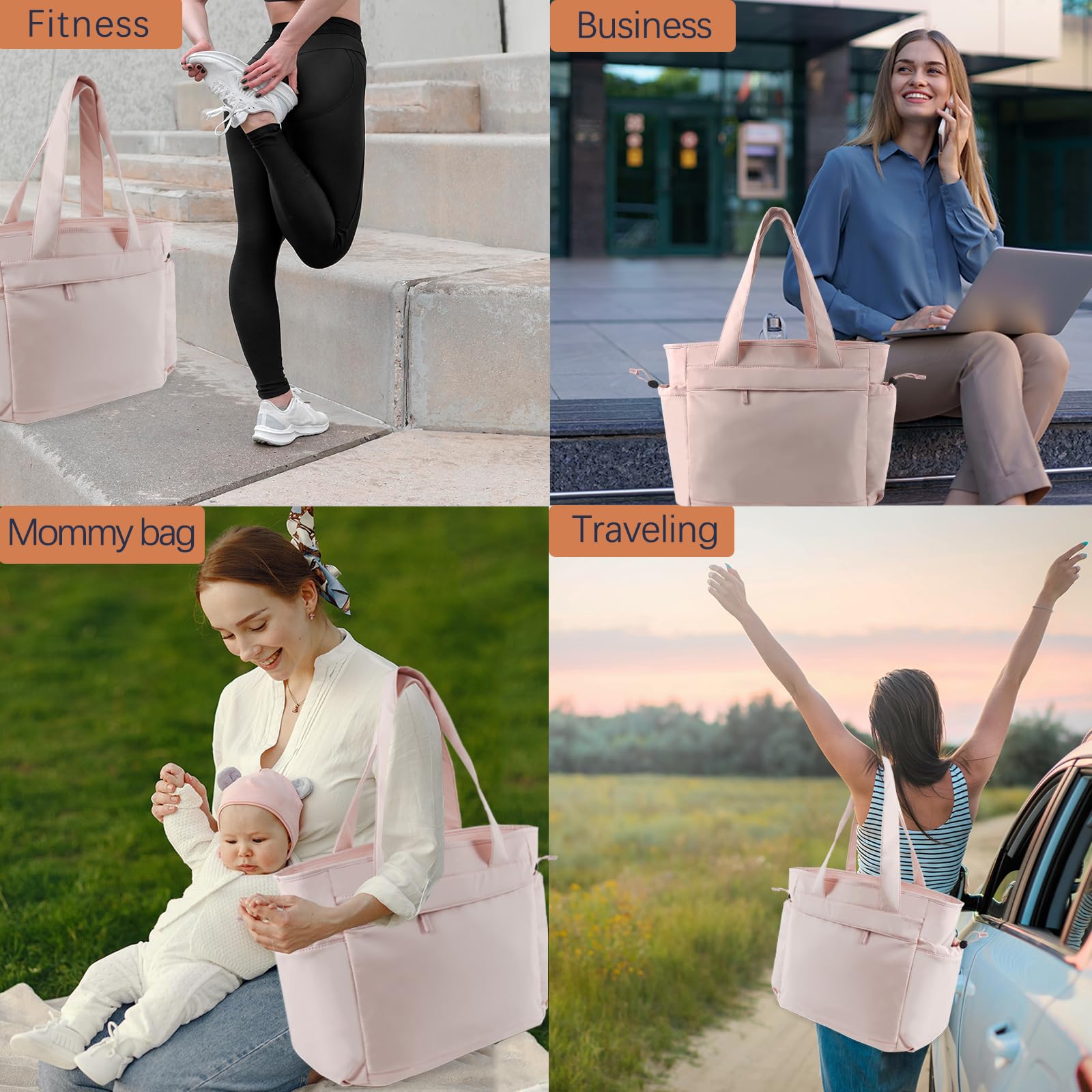 Stylish Large Tote Bag for Women - Lightweight Travel & Gym Shoulder Bag with Laptop Compartment & Secure Zipper - Perfect for Work, Weekend Getaways, Yoga Class and Daily Commute