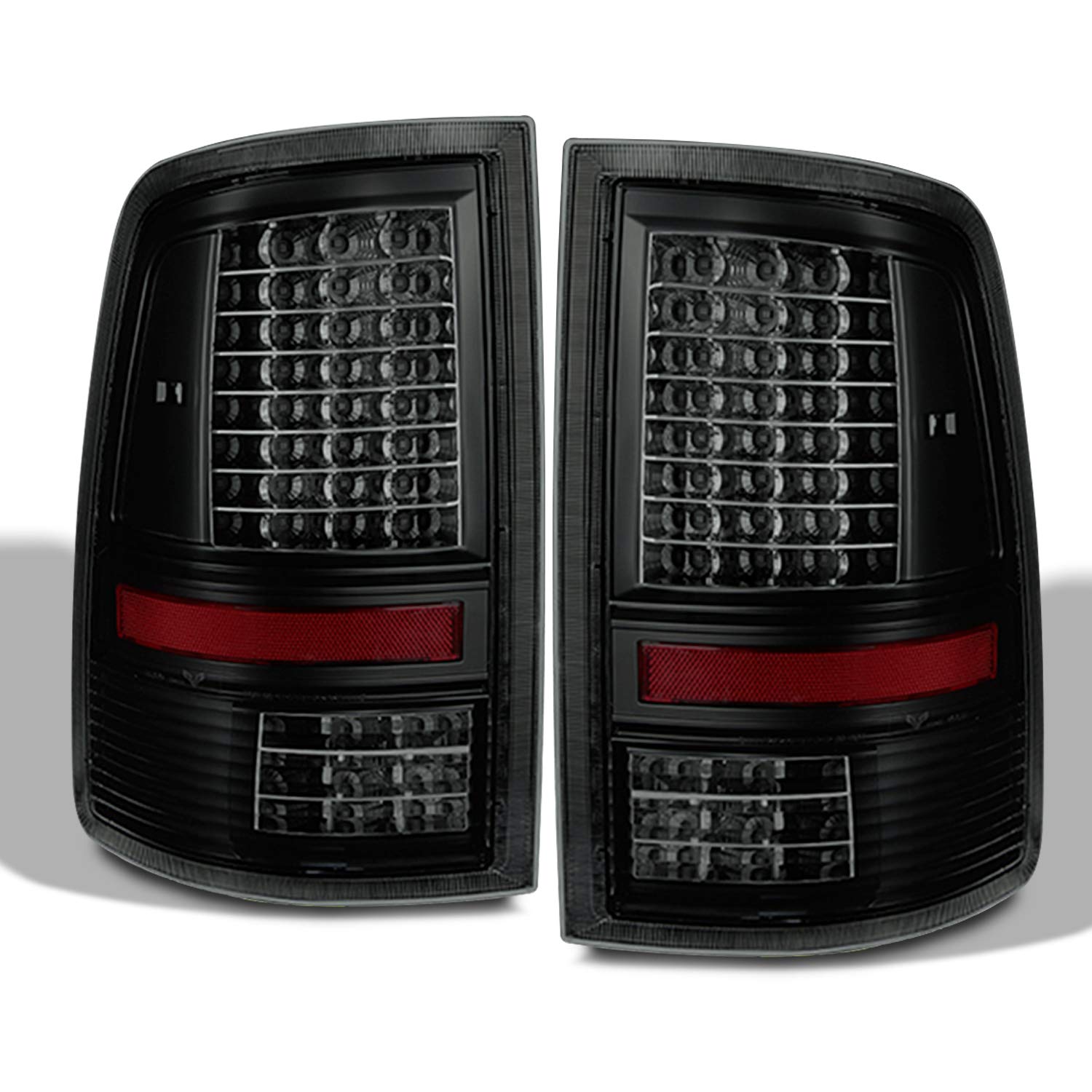 AKKON LED Headlight Housing & Smoke Tail Lights Compatible with 2009-2018 Ram Trucks - Dual Halo DRL Projector Black Housing for Improved Visibility & Style - Perfect for Night Driving, Off-Roading & Custom Truck Upgrades