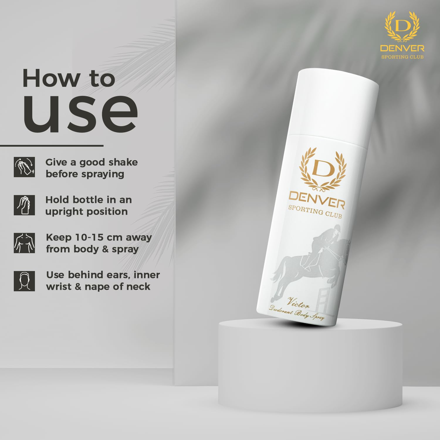 DENVER Sporting Club Victor Deo for Men - 5.6oz Long Lasting Deodorant Body Spray | Fresh Scent, 48-Hour Protection | Gym, Work & Outdoor Activities