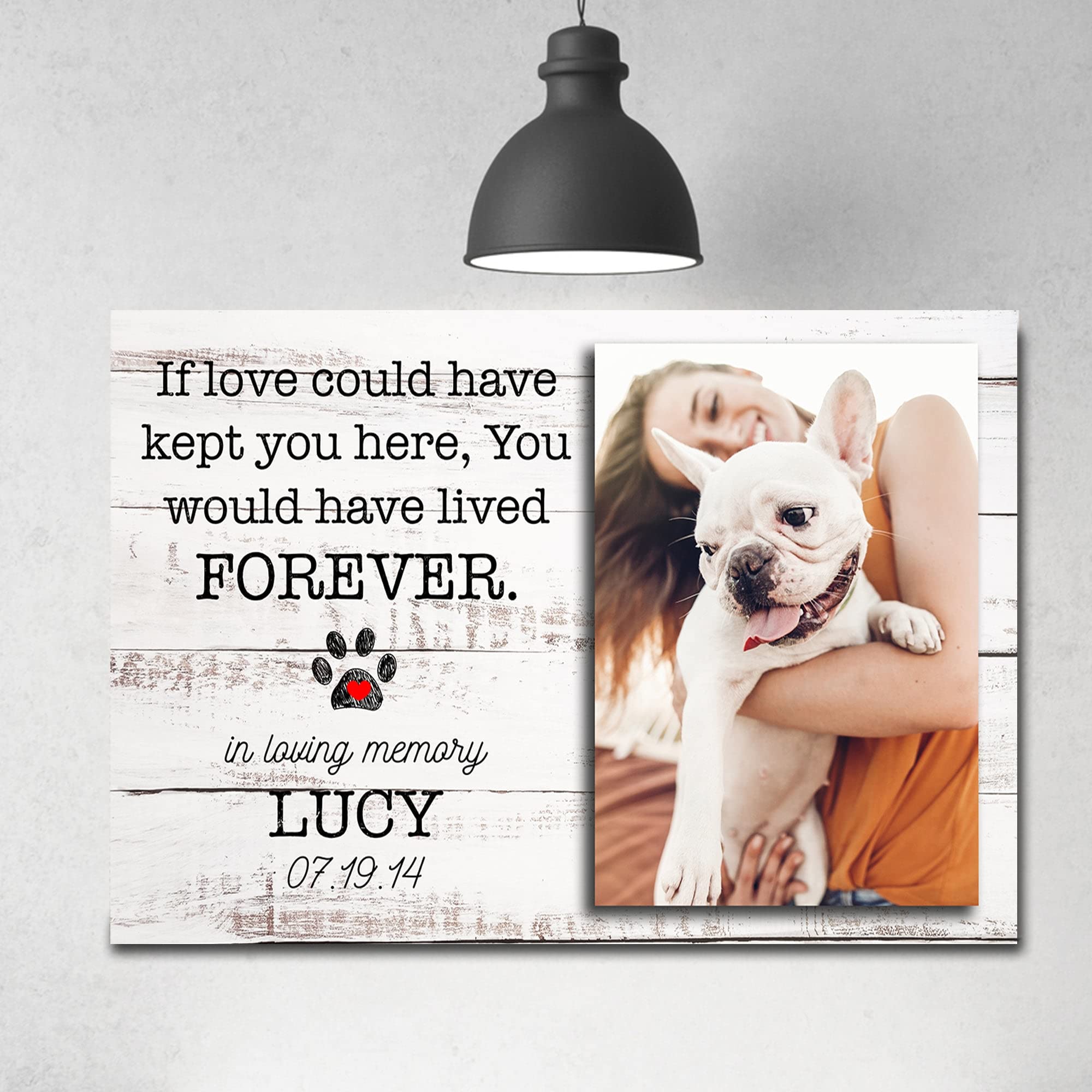 Personalized Photo Name Pet Memorial Canvas - Custom Pet Loss Gift for Cats & Dogs - Sympathy & Bereavement Wall Art Decor (48