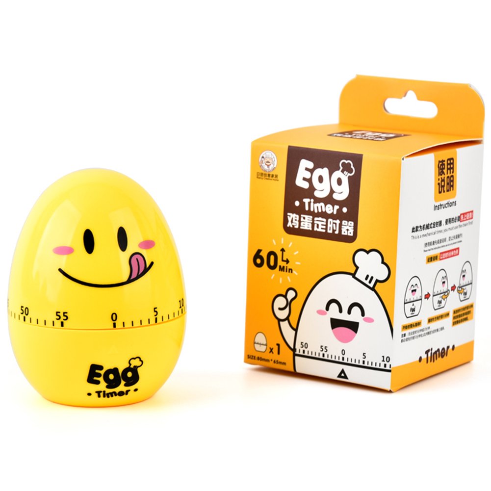 60-Minute Cute Cartoon Egg Kitchen Timer - Loud Alarm Mechanical Cooking Clock for Baking, Boiling & Meal Prep - Mini Manual Timer (White)