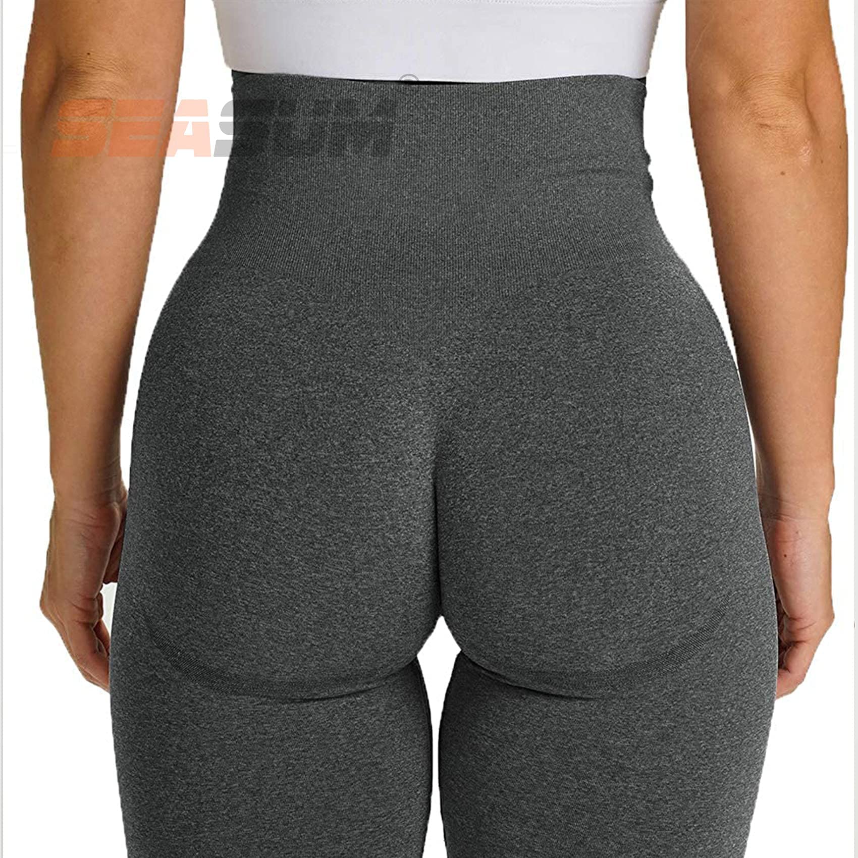 SEASUM High Waisted Seamless Yoga Pants for Women - Tummy Control Workout Leggings, Gym & Running Tights with Smile Contour Design | Perfect for Yoga, Pilates, Fitness & Lounge Wear