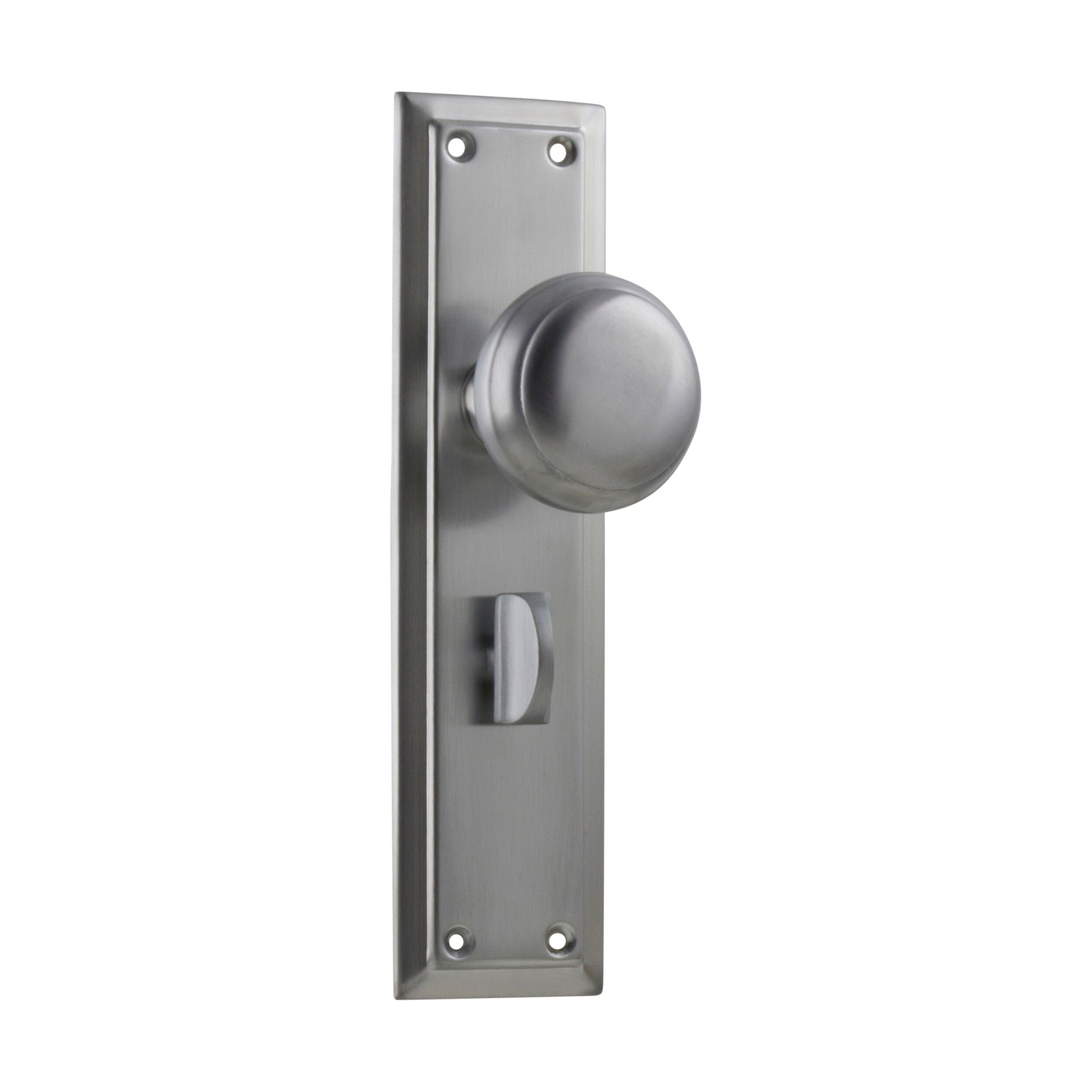 Richmond Privacy Door Knob Pair - Satin Chrome Finish - 200mm Height x 50mm Width x 62mm Projection - Perfect for Bedroom, Bathroom & Interior Doors