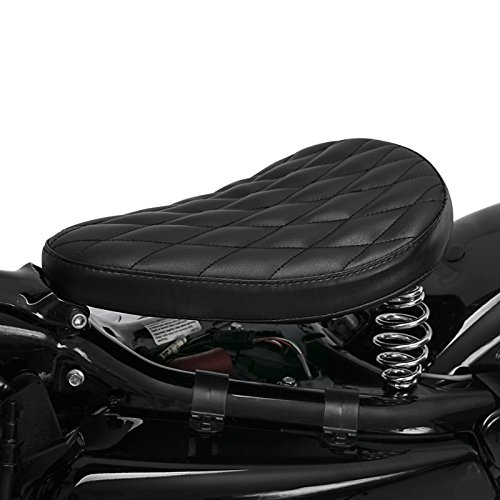 Premium Solo Bobber Diamond Contoured Motorcycle Seat - Compatible with Cruiser & Custom Bikes (Black, CB43002) - Ideal for Harley, Chopper & Bobber Riders for Comfort & Style