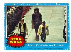 Vintage 1977 Topps Star Wars Trading Card #55 - Han Solo, Chewbacca & Luke Skywalker (Harrison Ford & Mark Hamill) - Collectible Memorabilia for Fans & Card Collectors - Perfect for Display, Gifts & Investment