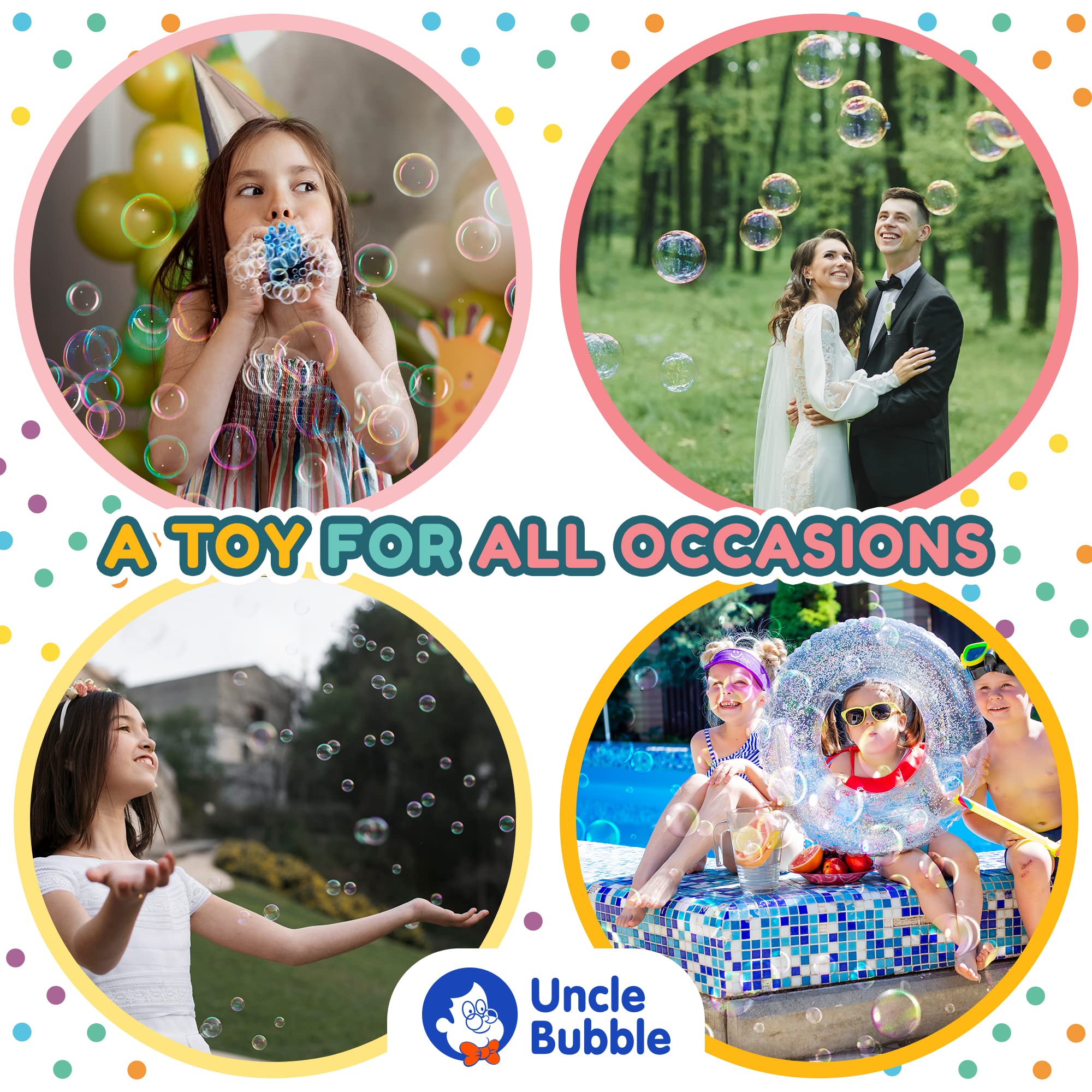 Uncle Bubble Mini Bubble Blower - Non-Toxic Plastic Confetti Bubbler for Kids | Fun Summer Outdoor Toy for Boys & Girls | Creates Thousands of Mini Bubbles in One Breath | Perfect for Birthday Parties, Backyard Play & Park Adventures