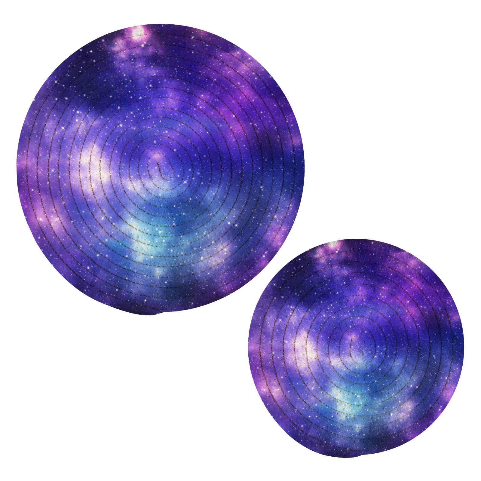 Galaxy Nebula Space Pot Holders Set of 2 - Heat Resistant Kitchen Potholders & Trivets for Hot Pans, Bowls, Teapots - Thread Weave Design for Cooking, Baking & Home Decor | Perfect for Stovetop Use & Dining Table Protection