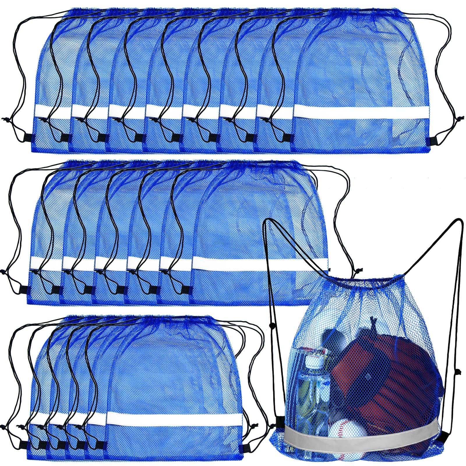 Reflective Drawstring Bags 20 Pack - Quick Dry Sport & Beach Gear for Swimming